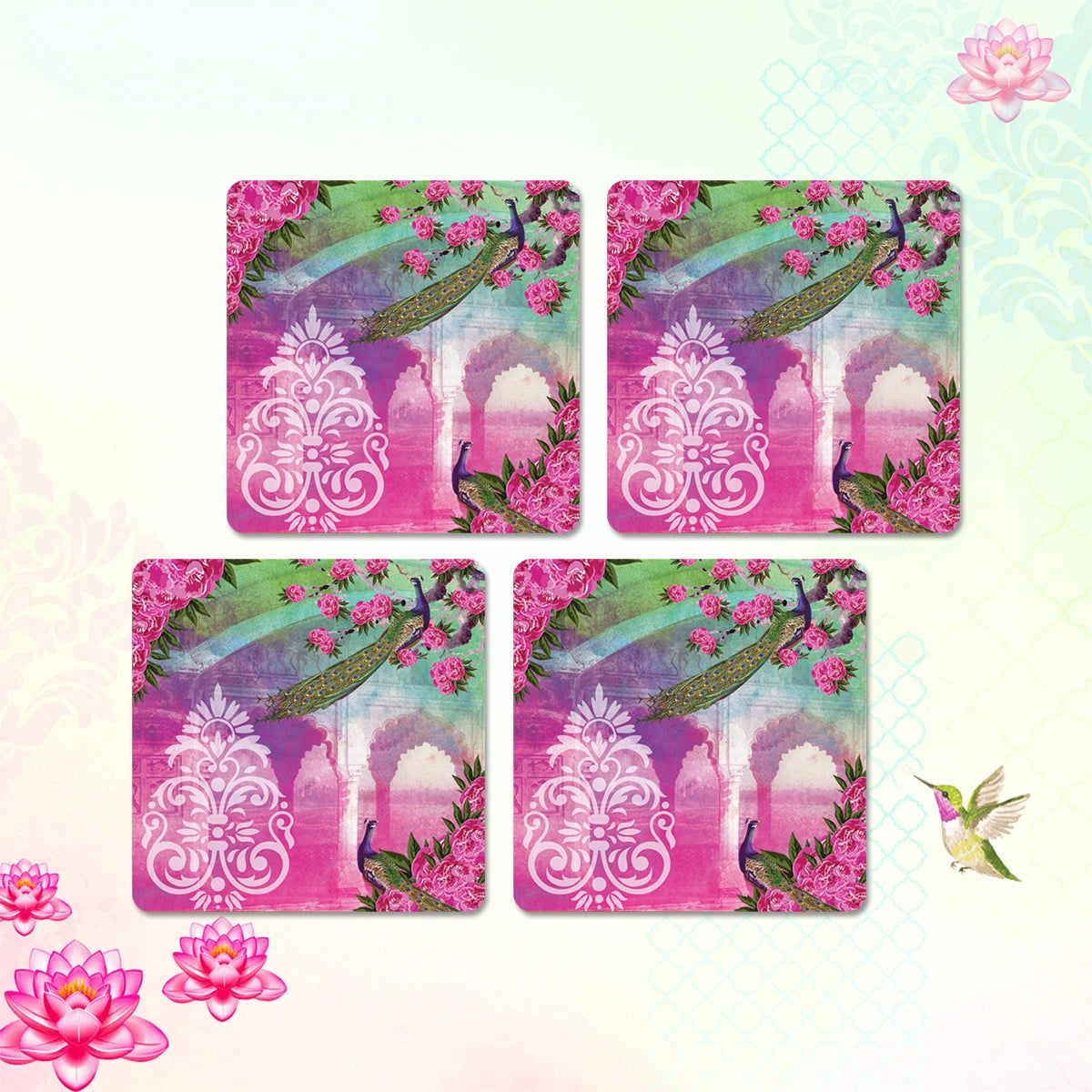 Enchanted Mornings Coasters | Set of 4 with Stand