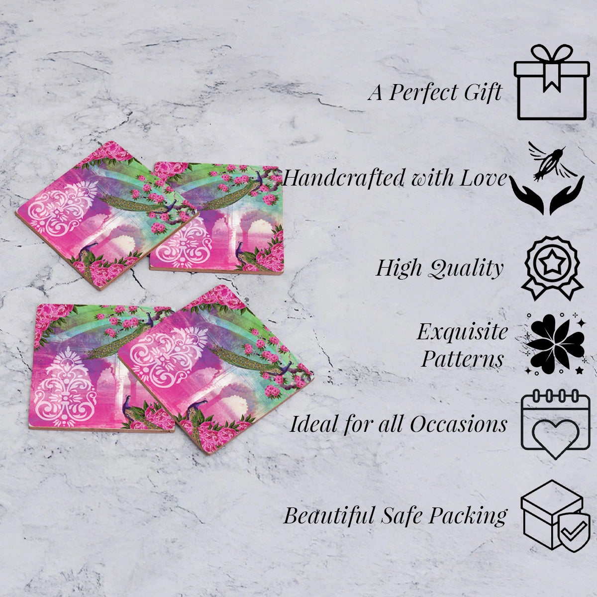 Enchanted Mornings Coasters | Set of 4 with Stand