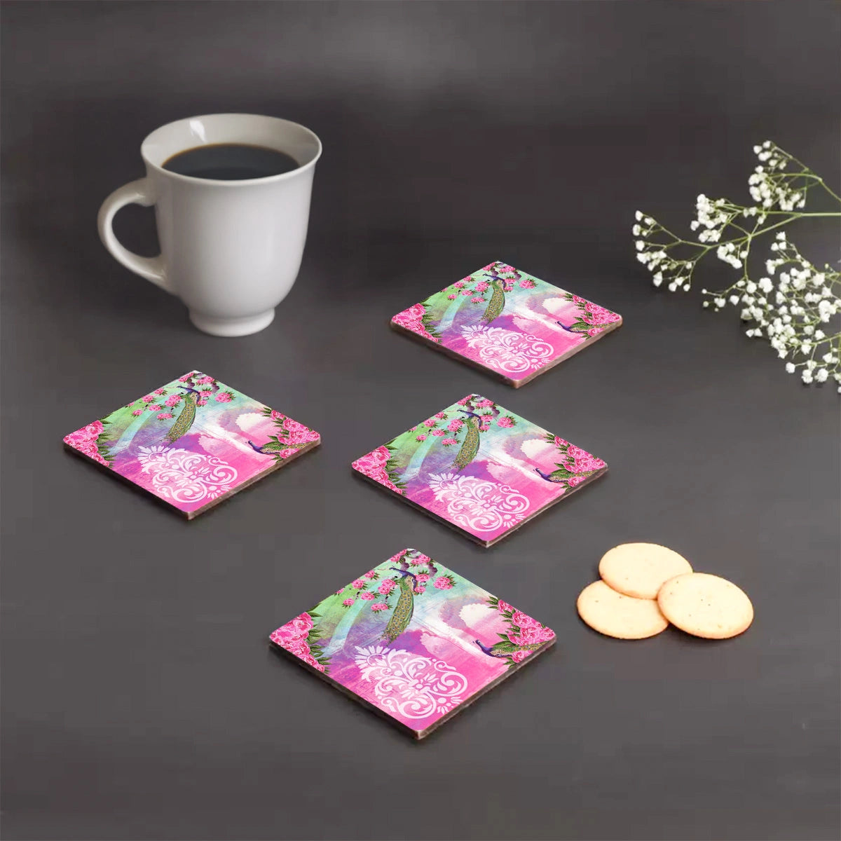 Enchanted Mornings Coasters | Set of 4 with Stand