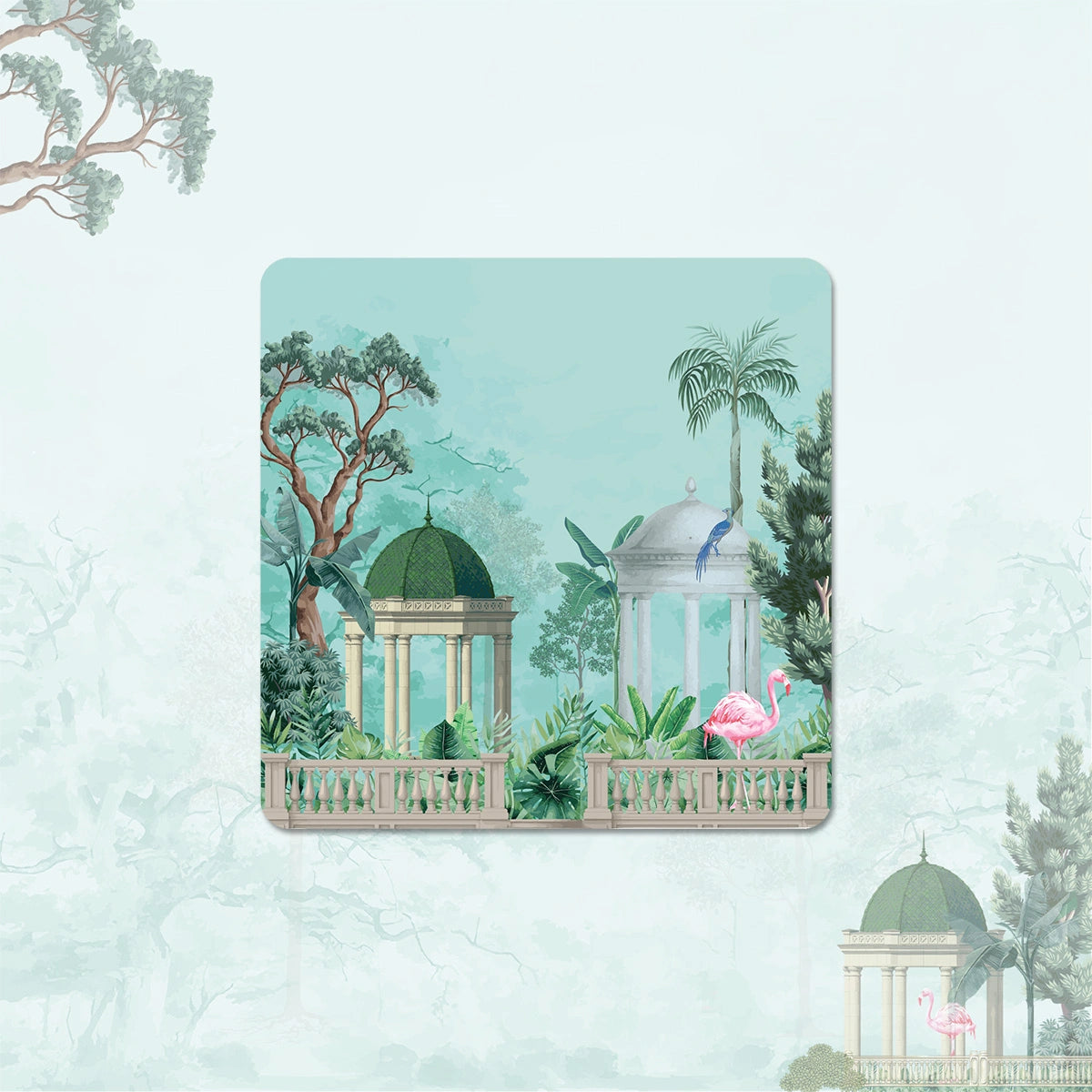 Flamingo Whispers Coasters | Set of 4 with Stand