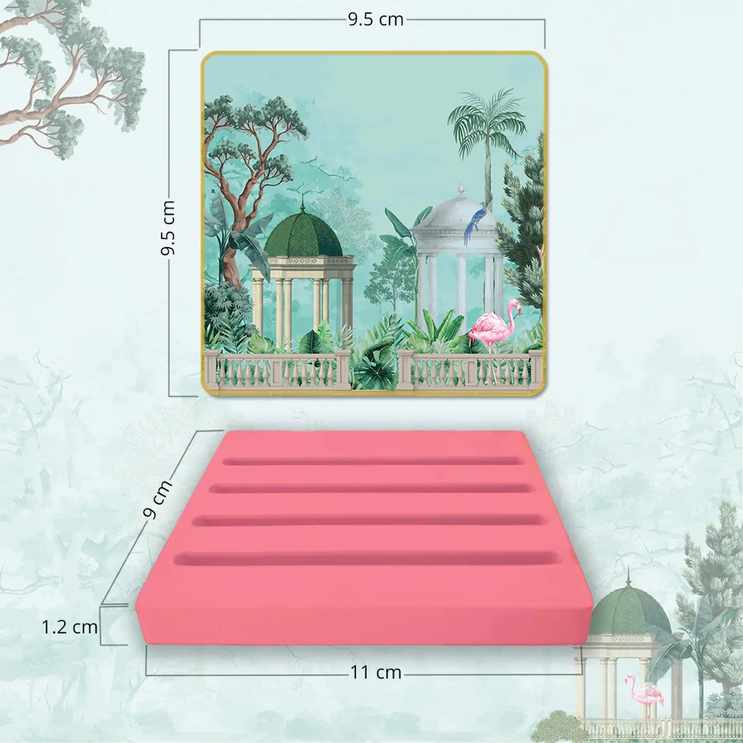 Flamingo Whispers Coasters | Set of 4 with Stand