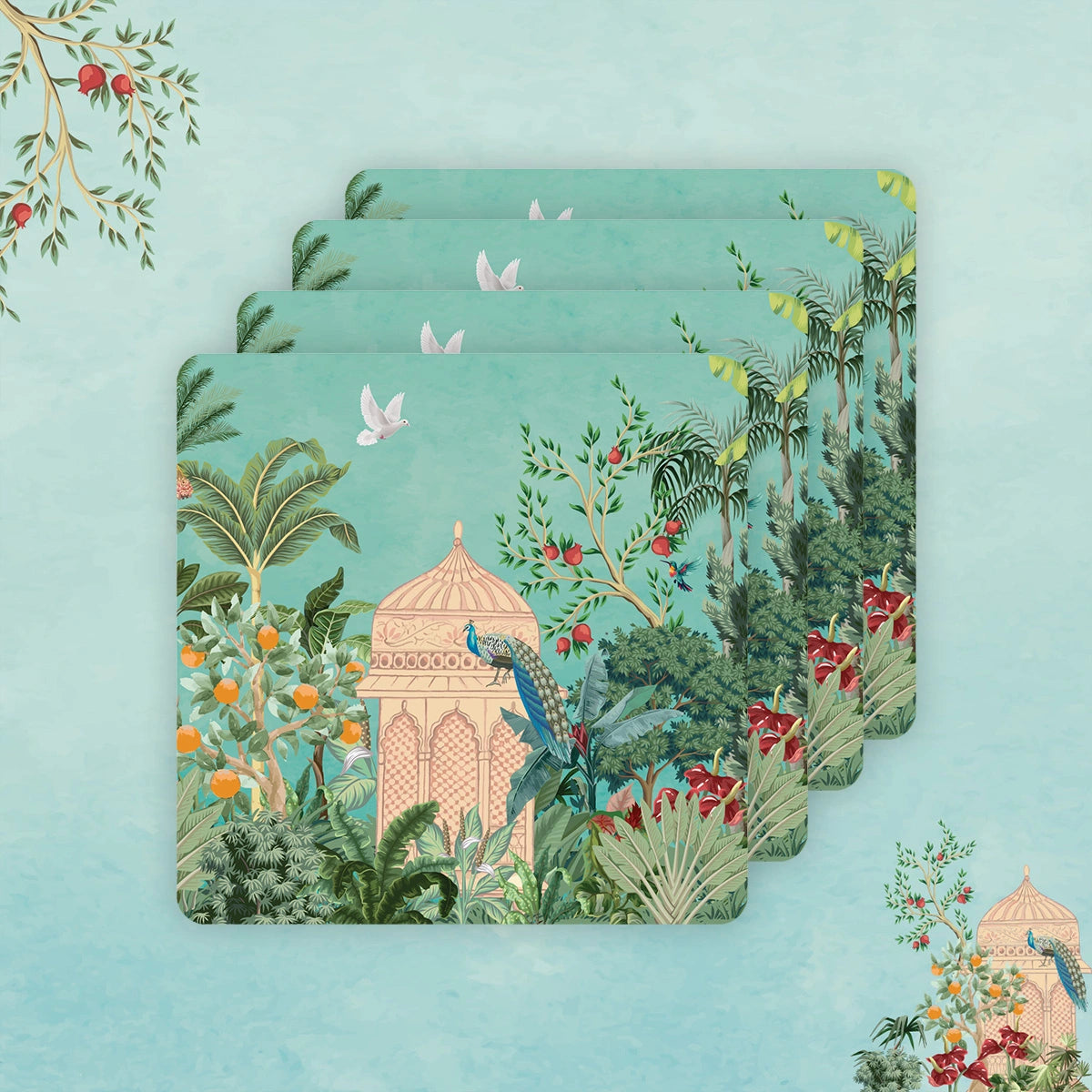 Fruity Paradise Coasters | Set of 4 with Stand