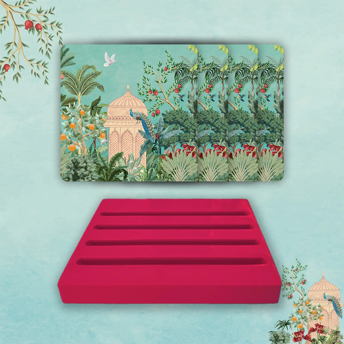 Fruity Paradise Coasters | Set of 4 with Stand