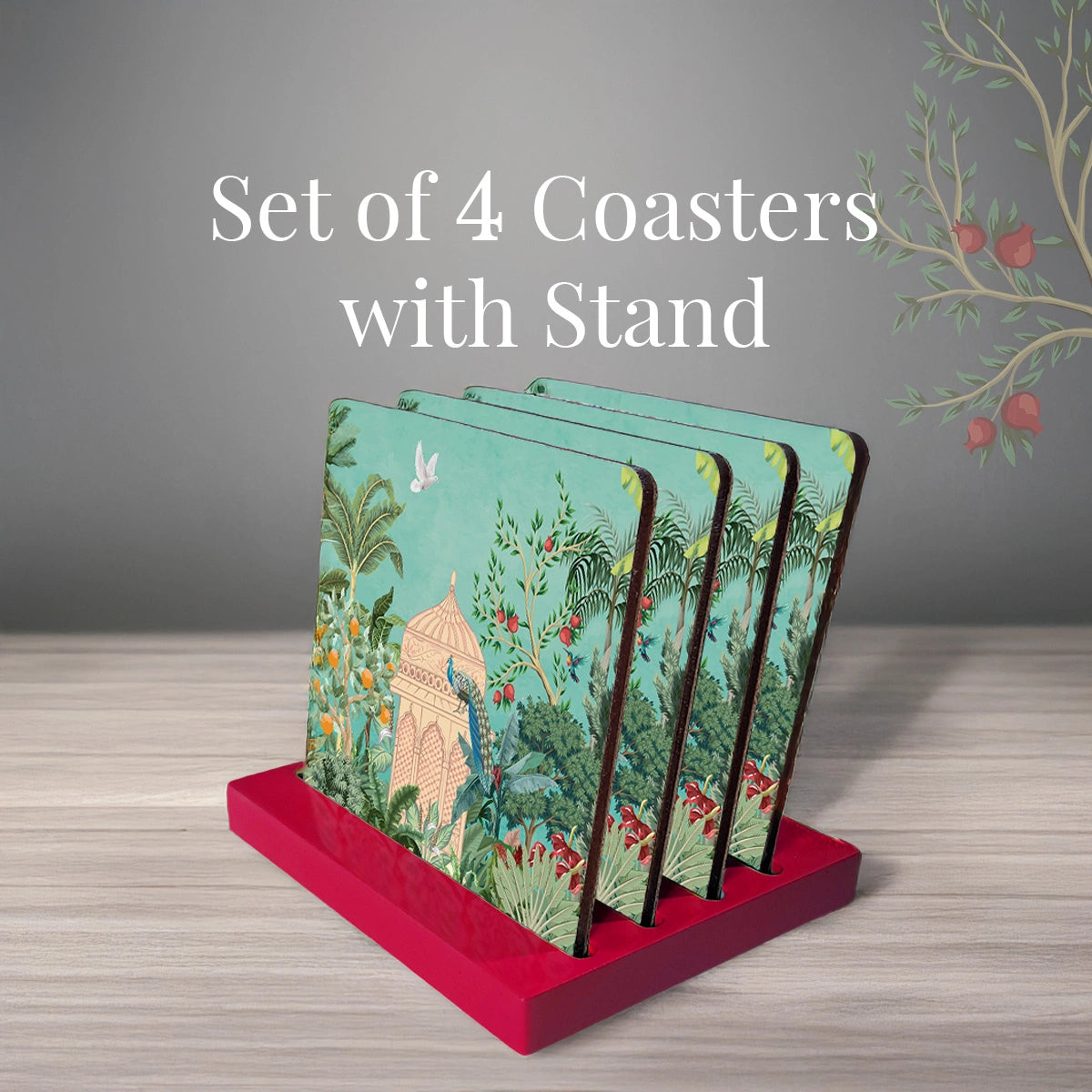 Fruity Paradise Coasters | Set of 4 with Stand