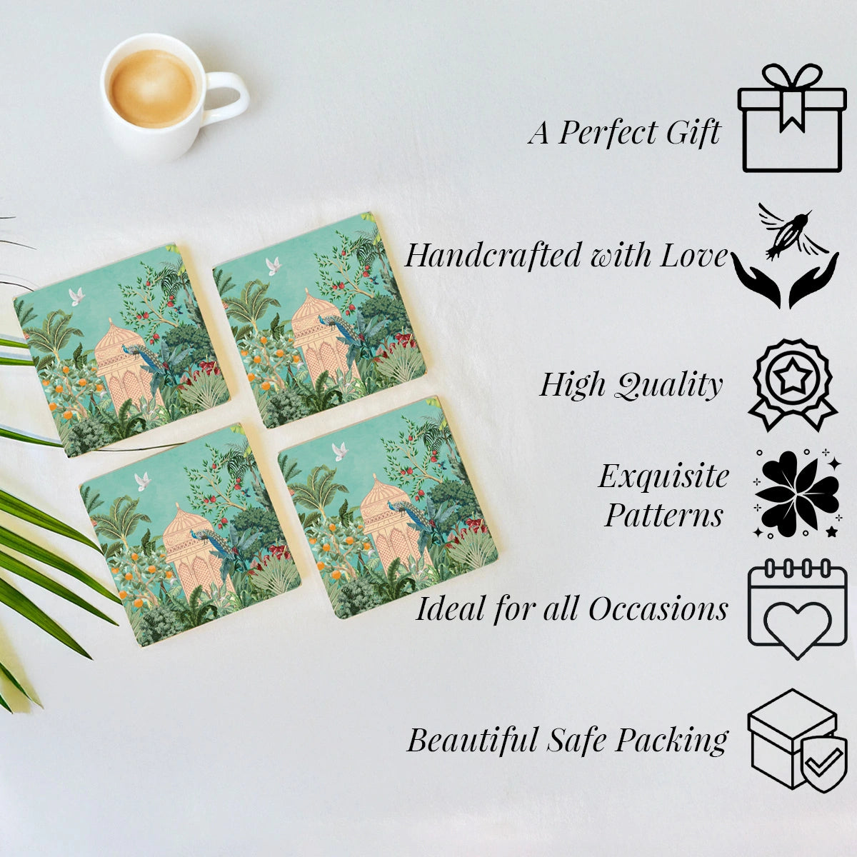 Fruity Paradise Coasters | Set of 4 with Stand