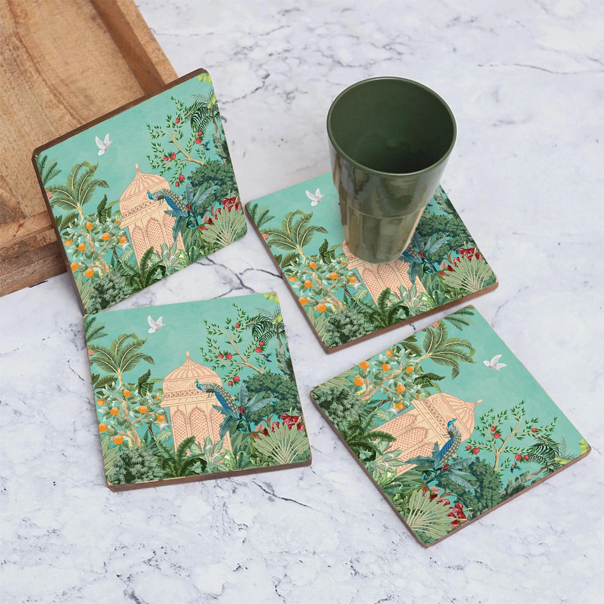 Fruity Paradise Coasters | Set of 4 with Stand