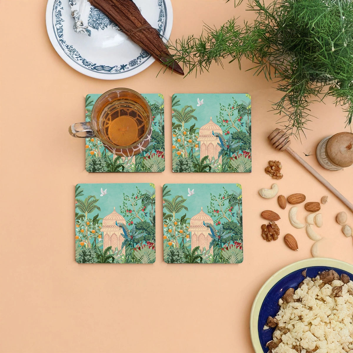 Fruity Paradise Coasters | Set of 4 with Stand