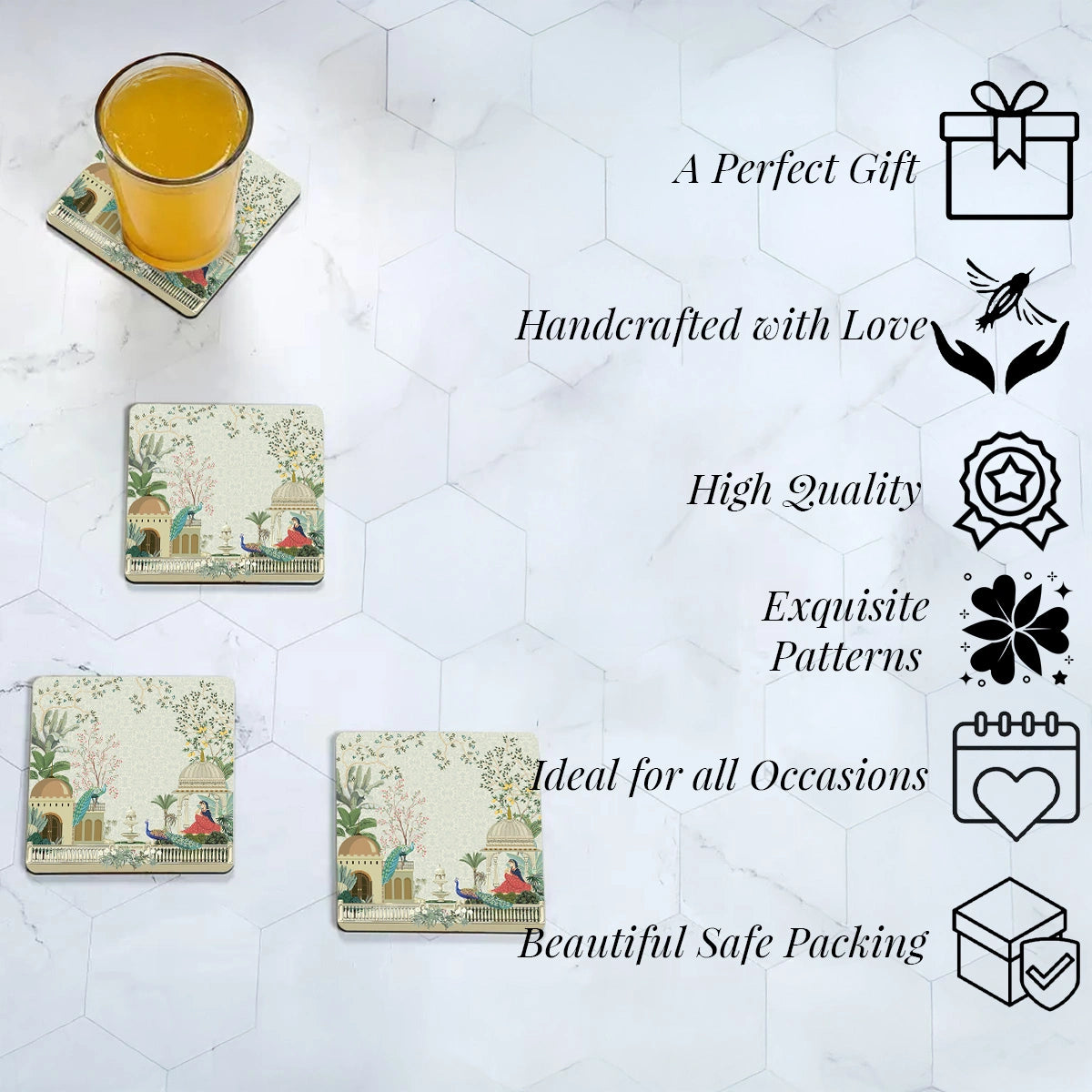 Garden Princess Coasters | Set of 4 with Stand