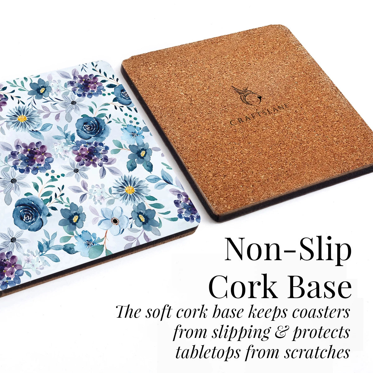 Indigo Roses Coasters | Set of 4 with Stand