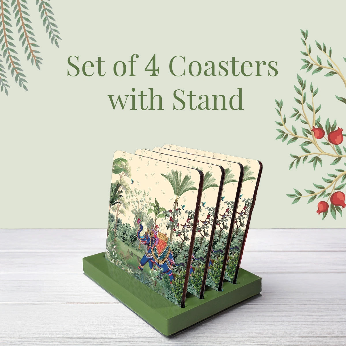 Majestic Tranquility Coasters | Set of 4 with Stand