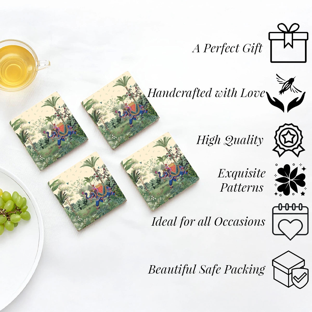 Majestic Tranquility Coasters | Set of 4 with Stand