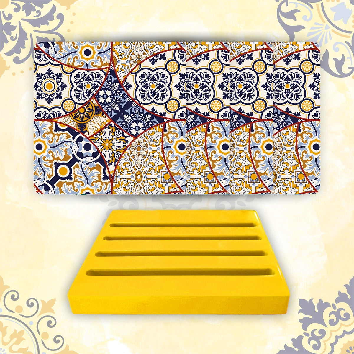 Moroccan Mosaic Coasters | Set of 4 with Stand