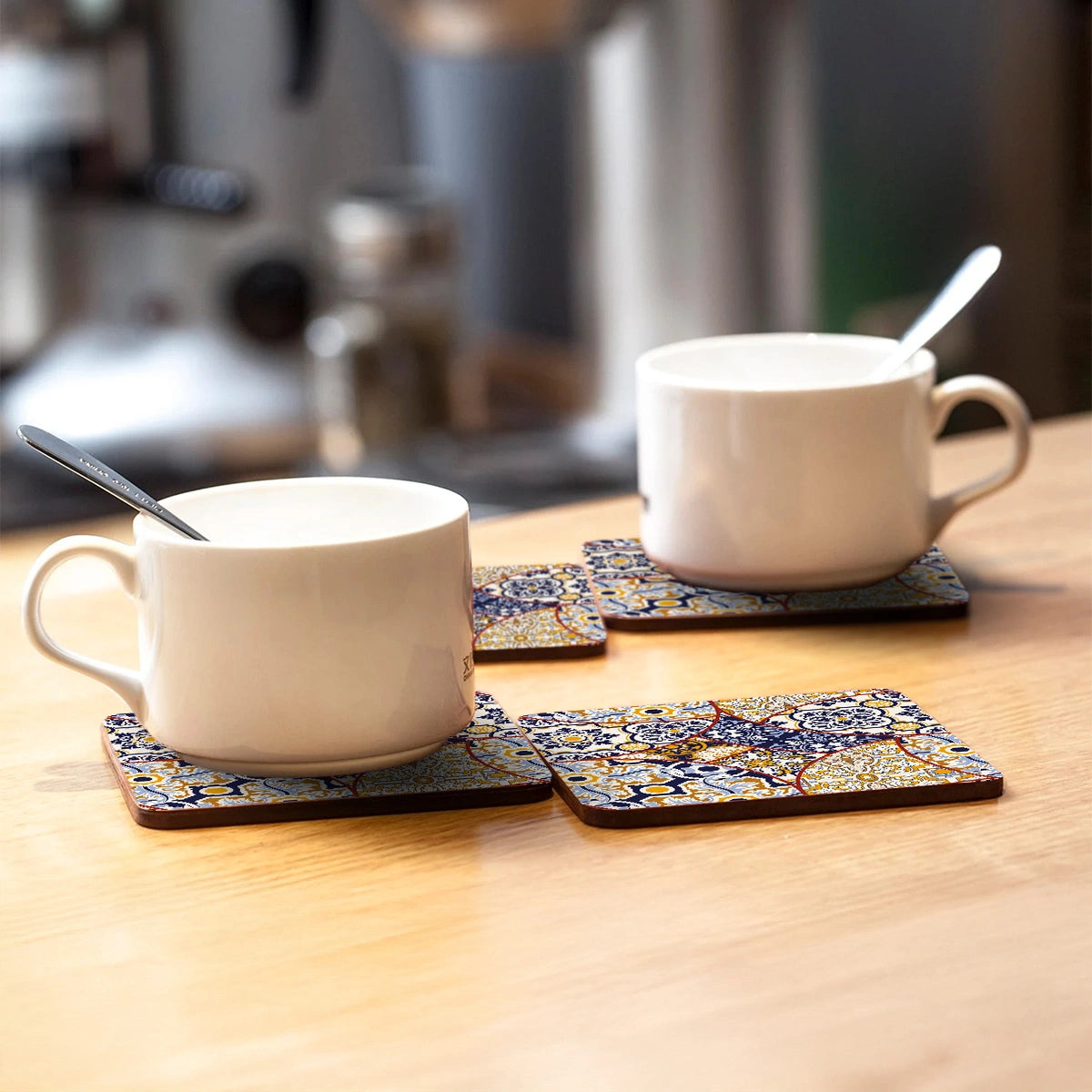 Moroccan Mosaic Coasters | Set of 4 with Stand