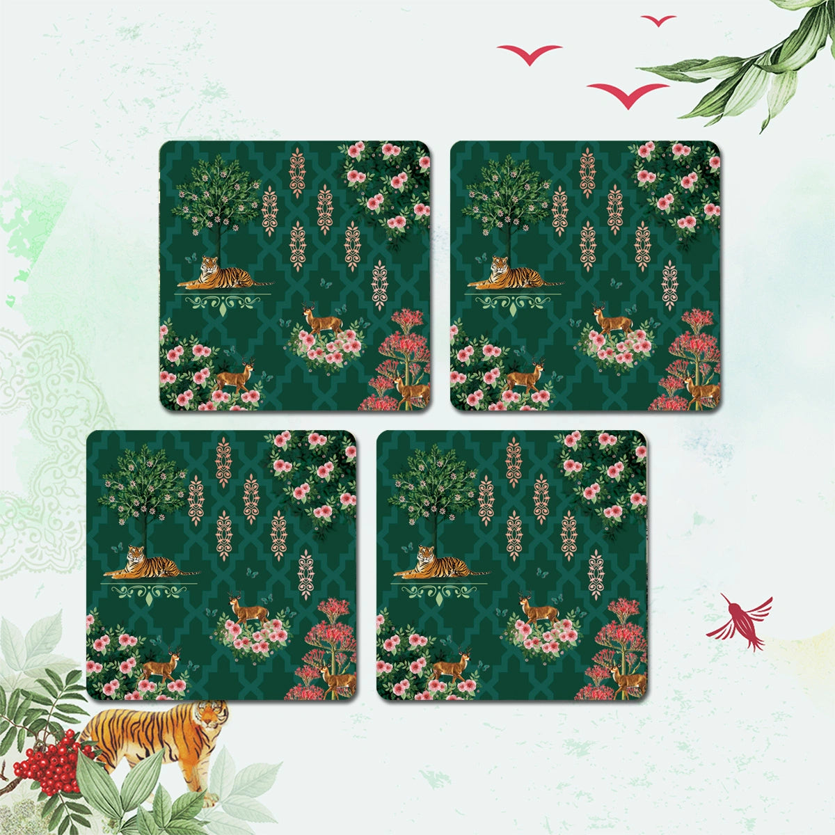 Magnificent Nature Coasters | Set of 4 with Stand