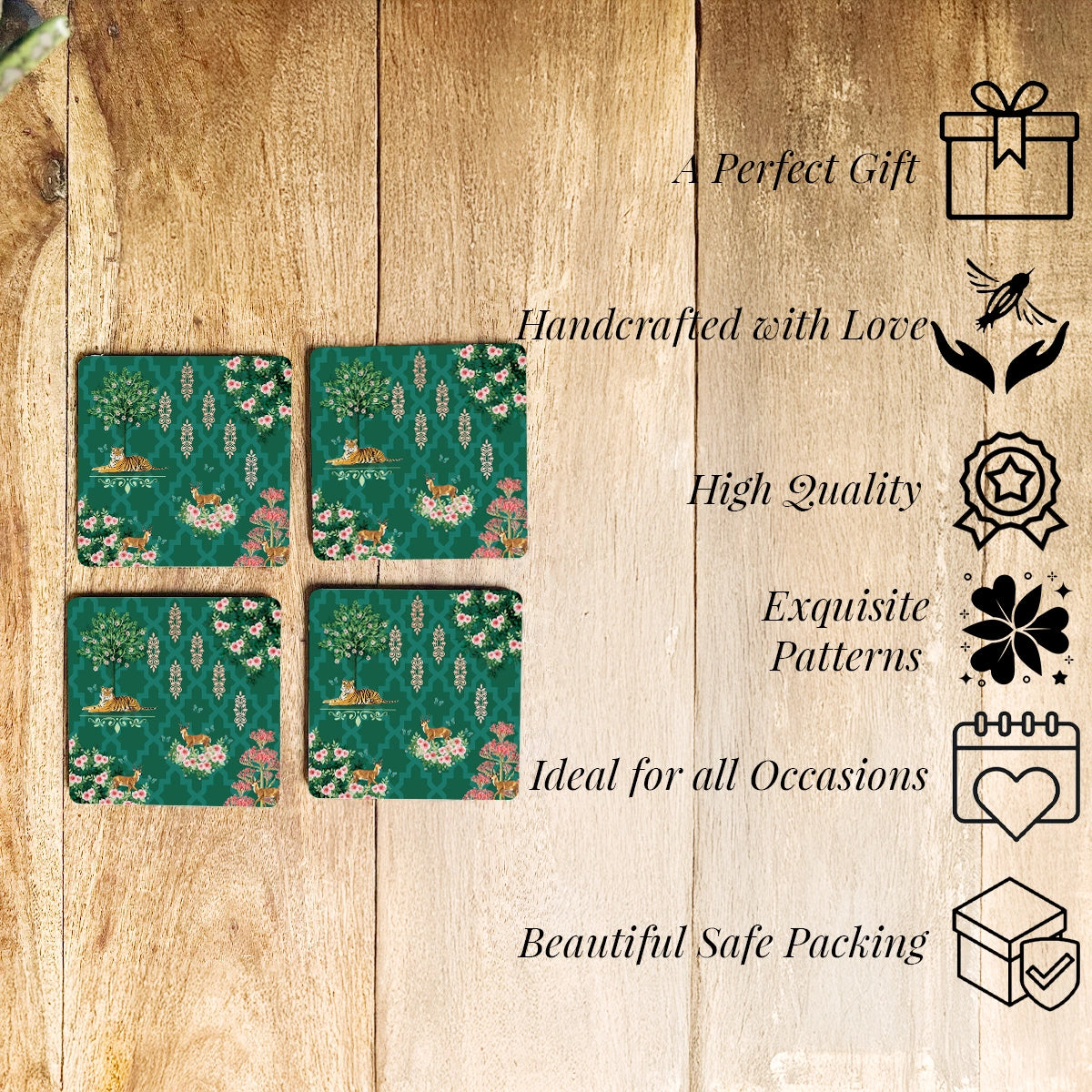 Magnificent Nature Coasters | Set of 4 with Stand