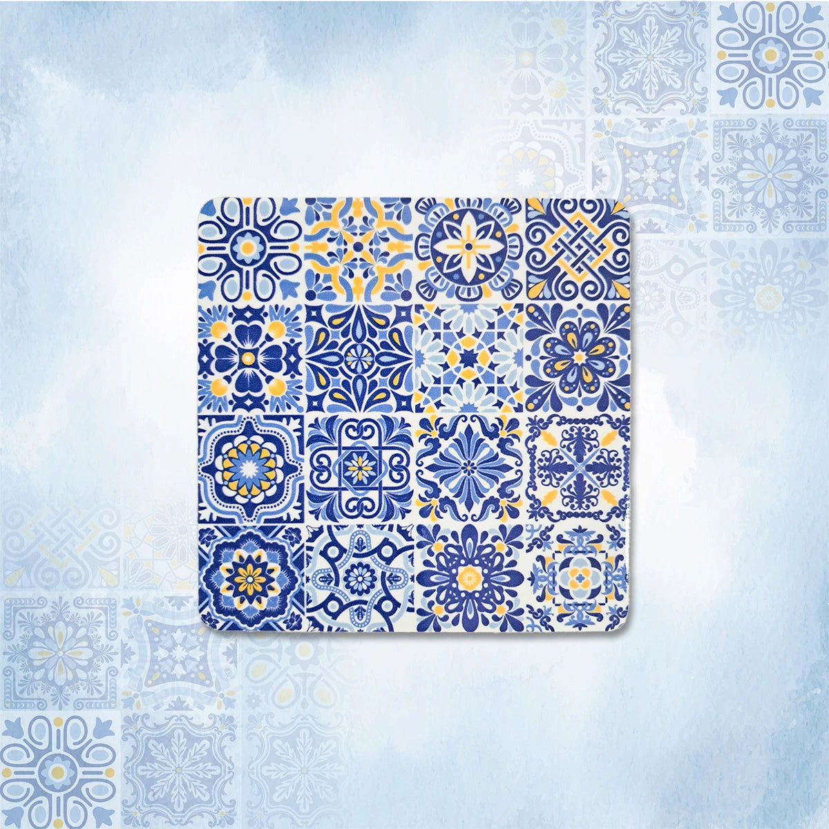 Portuguese Blue Tiles Coasters | Set of 4 with Stand