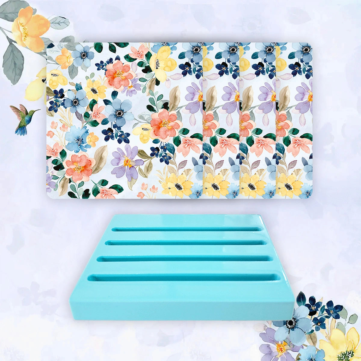 Summer Flowers Coasters | Set of 4 with Stand