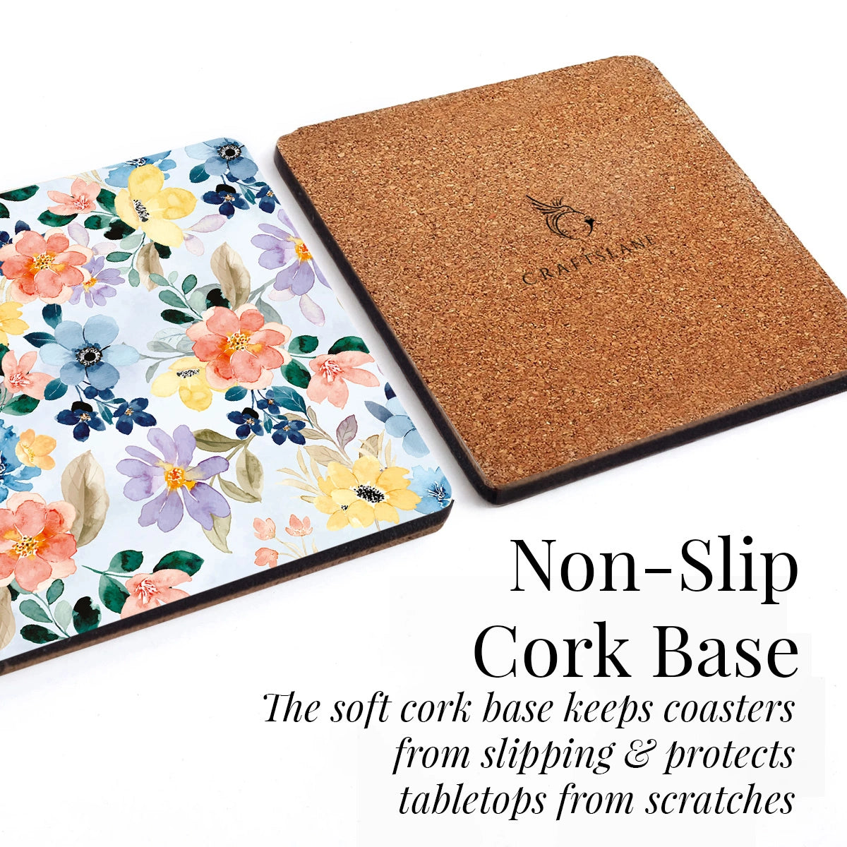 Summer Flowers Coasters | Set of 4 with Stand