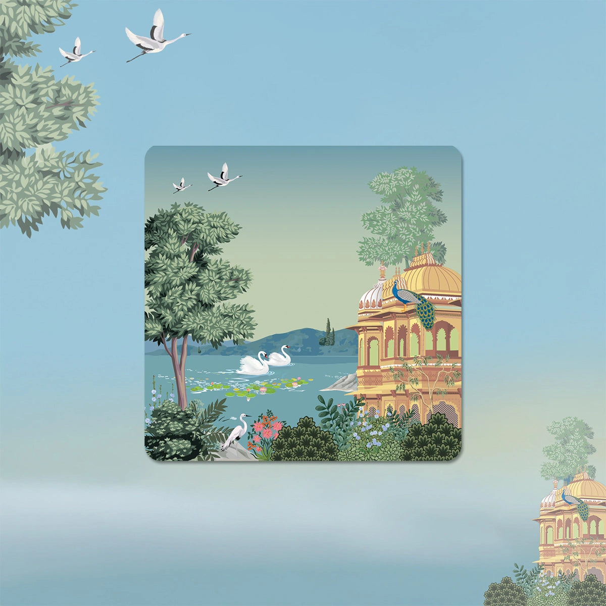 Swan Serenade Coasters | Set of 4 with Stand