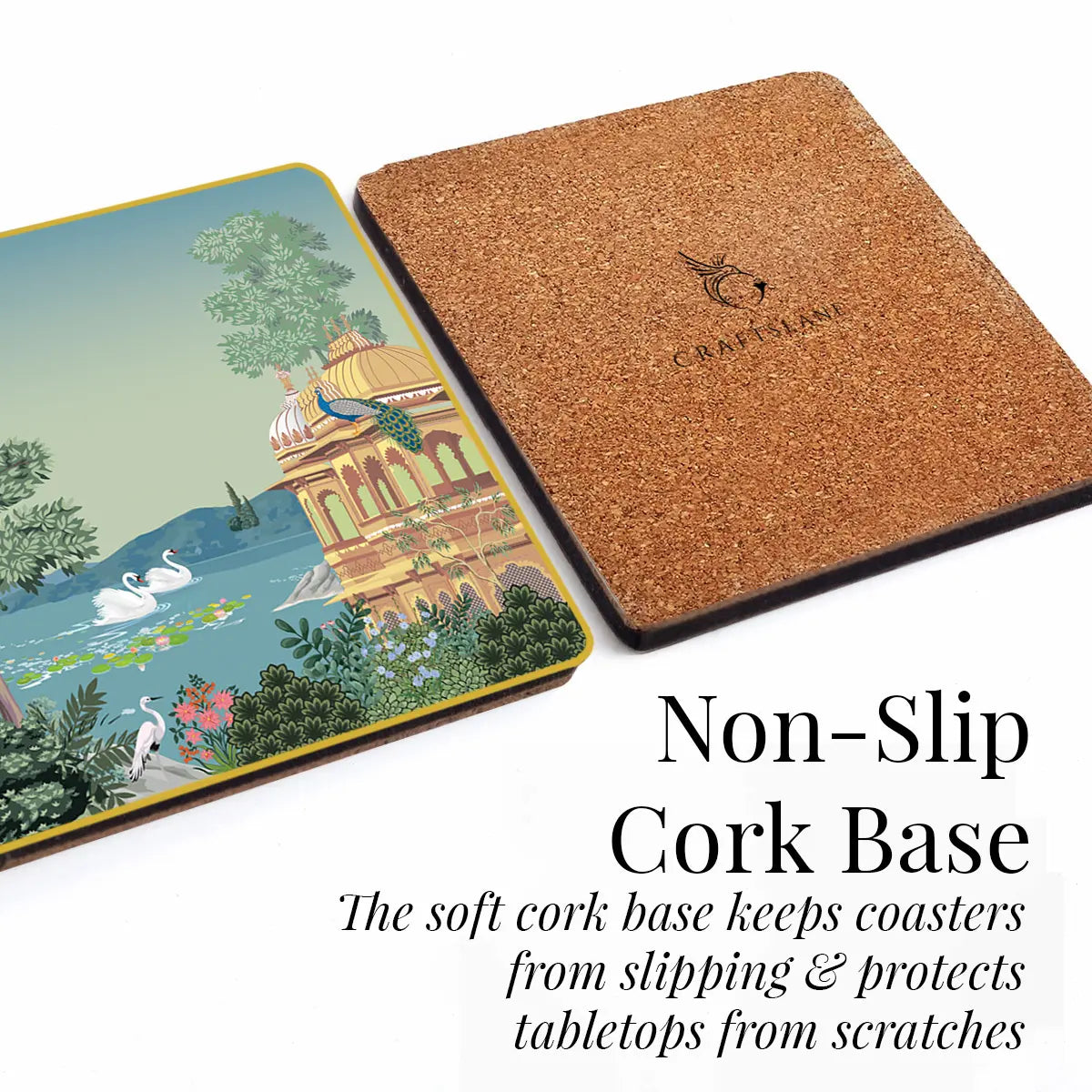 Swan Serenade Coasters | Set of 4 with Stand