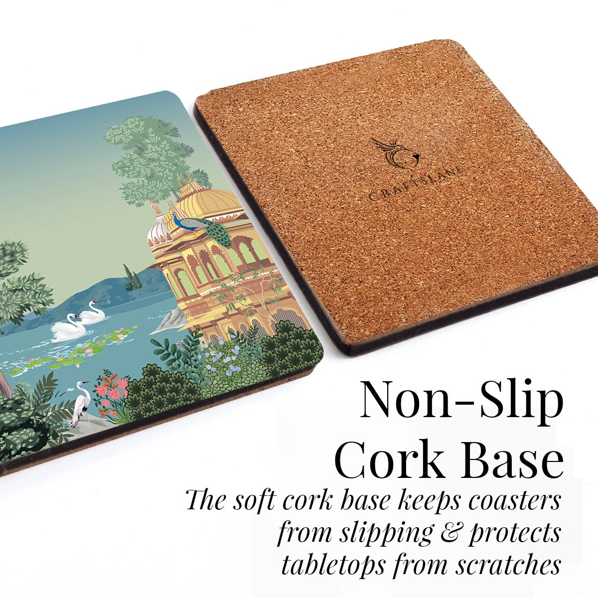 Swan Serenade Coasters | Set of 4 with Stand