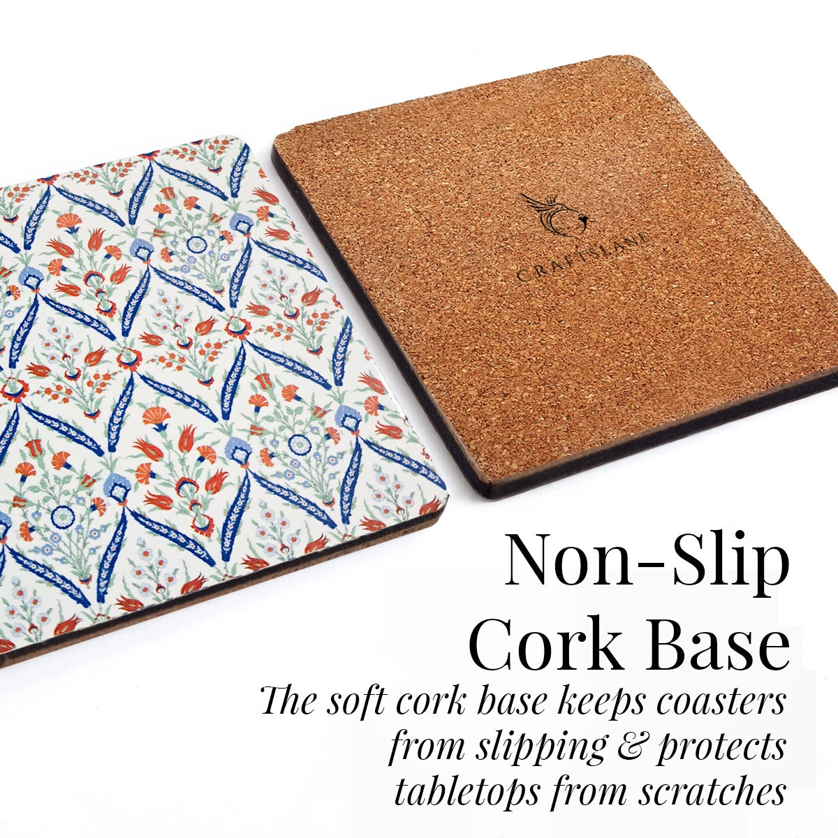 Turkish Flowers Coasters | Set of 4 with Stand