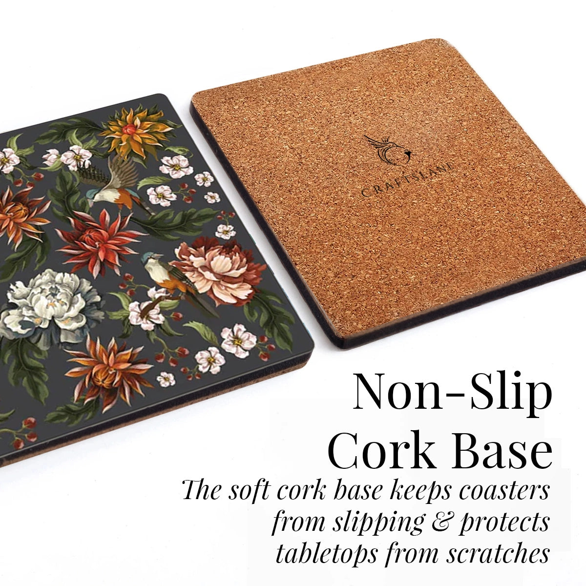 Autumn Flowers Coasters | Set of 6 with Stand