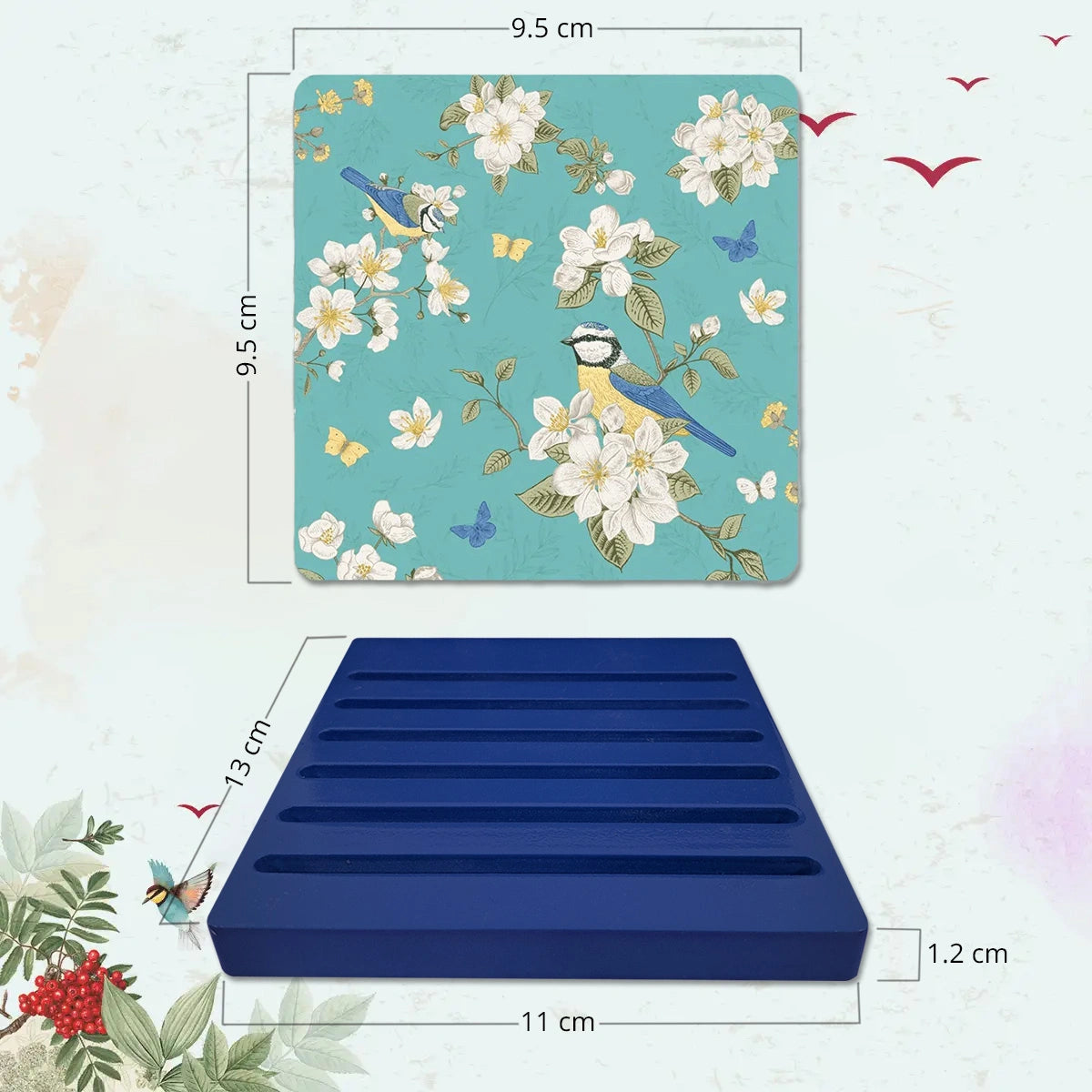 Birds in Paradise Coasters | Set of 6 with Stand