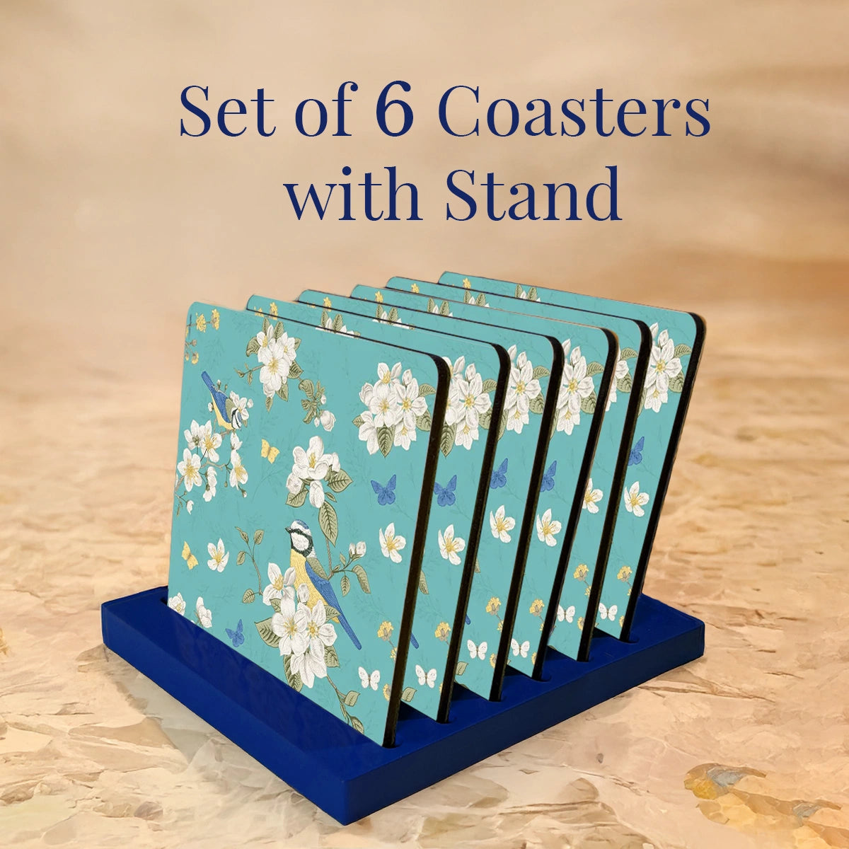 Birds in Paradise Coasters | Set of 6 with Stand