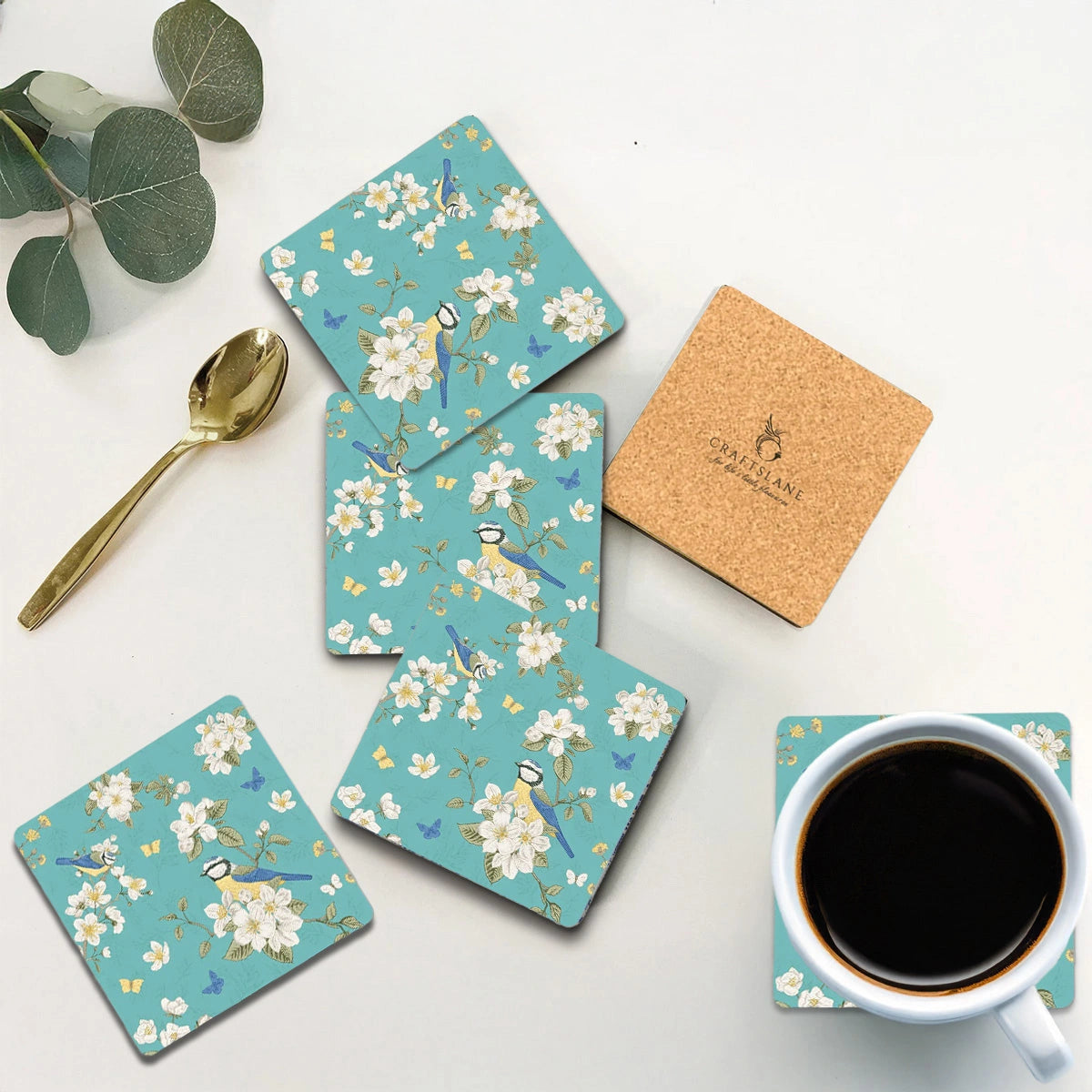 Birds in Paradise Coasters | Set of 6 with Stand