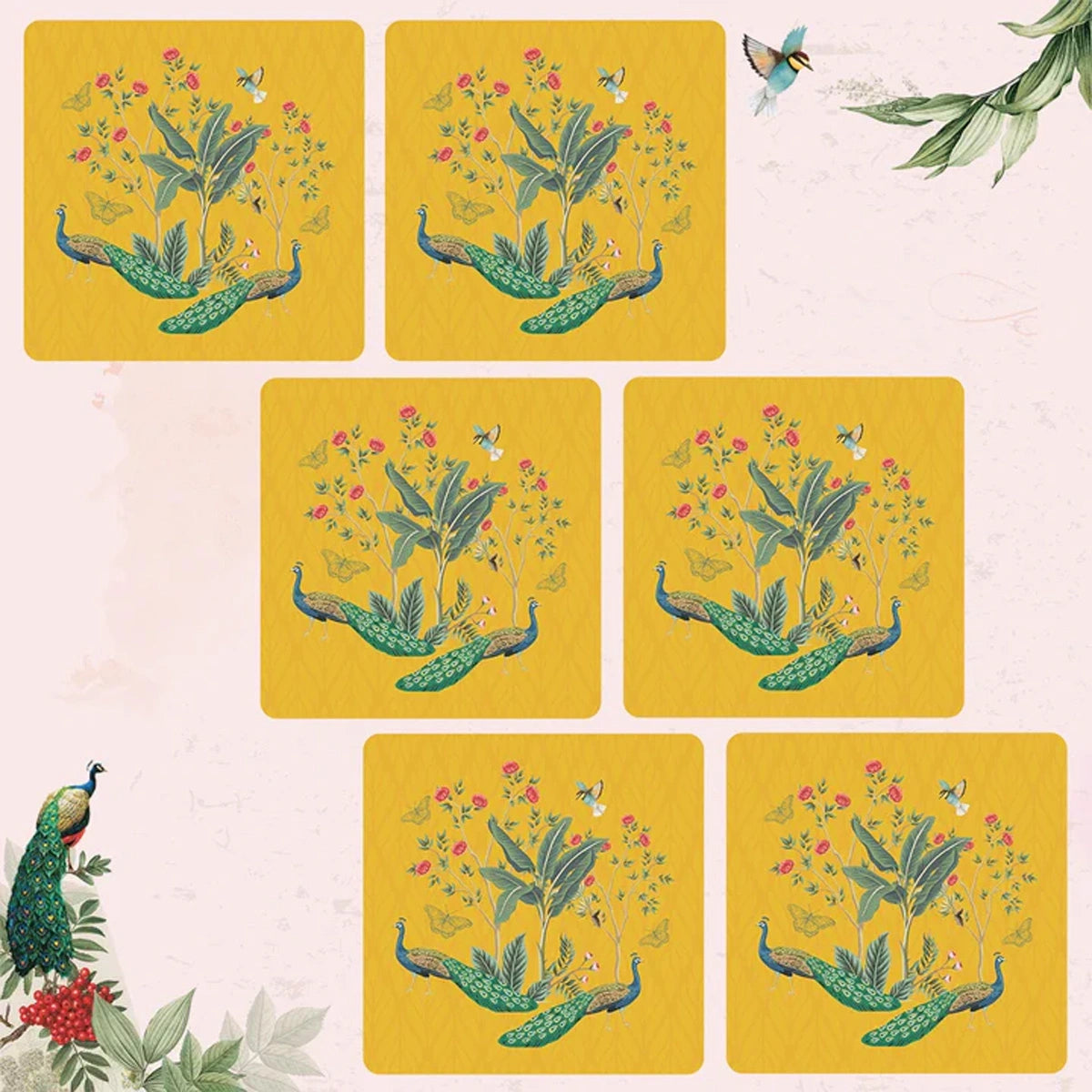 Dancing in the Garden Coasters | Set of 6 with Stand