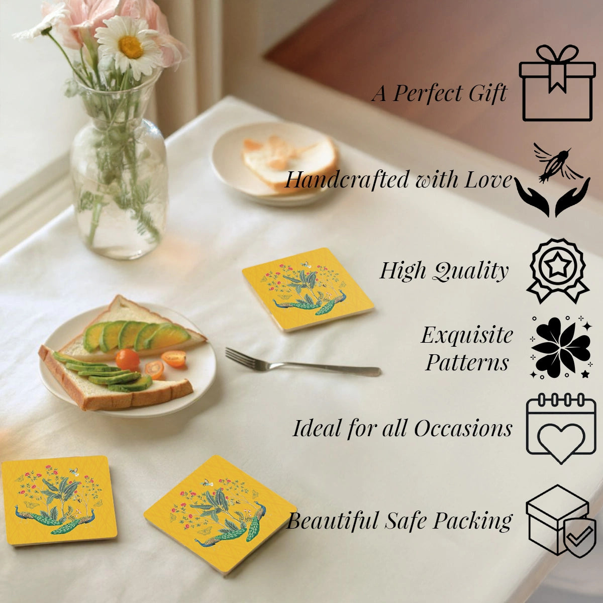 Dancing in the Garden Coasters | Set of 6 with Stand
