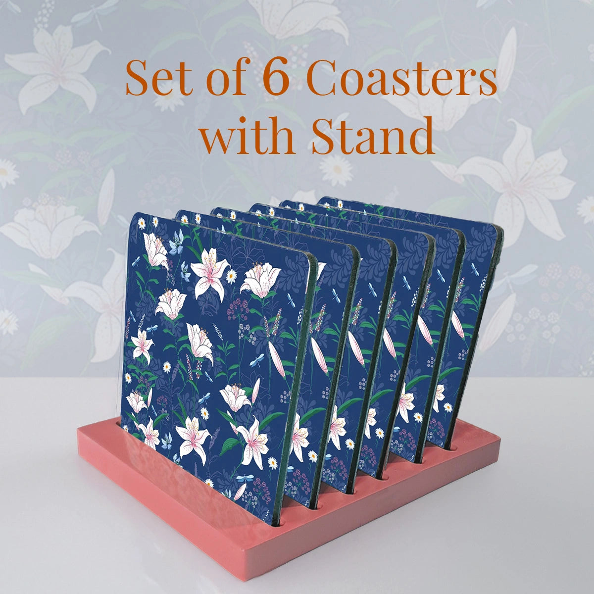 Lily in the Valley Coasters | Set of 6 with Stand