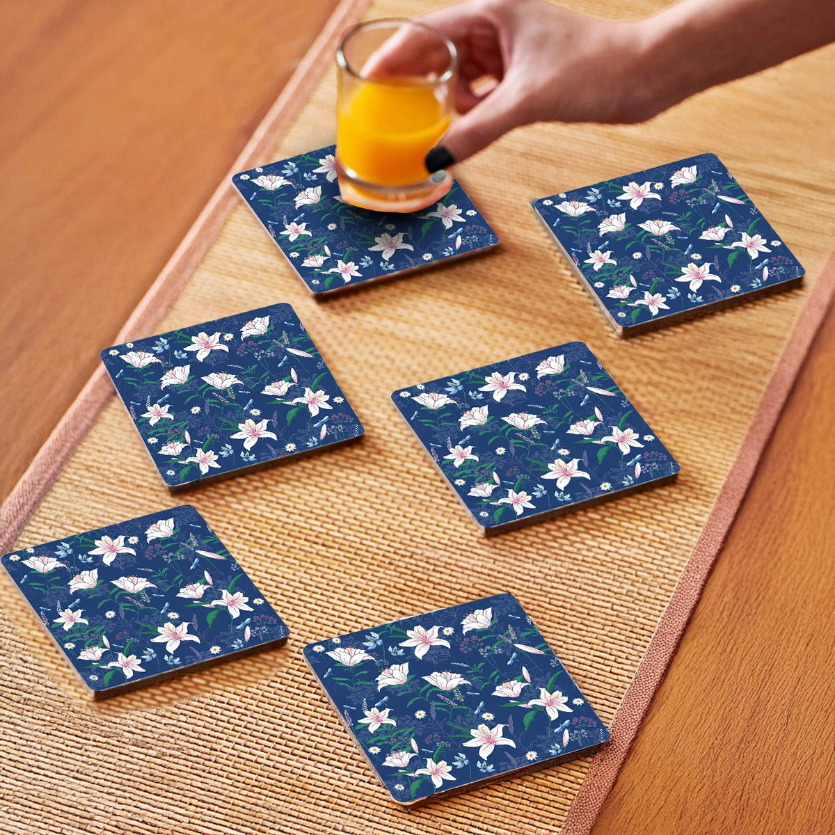 Lily in the Valley Coasters | Set of 6 with Stand
