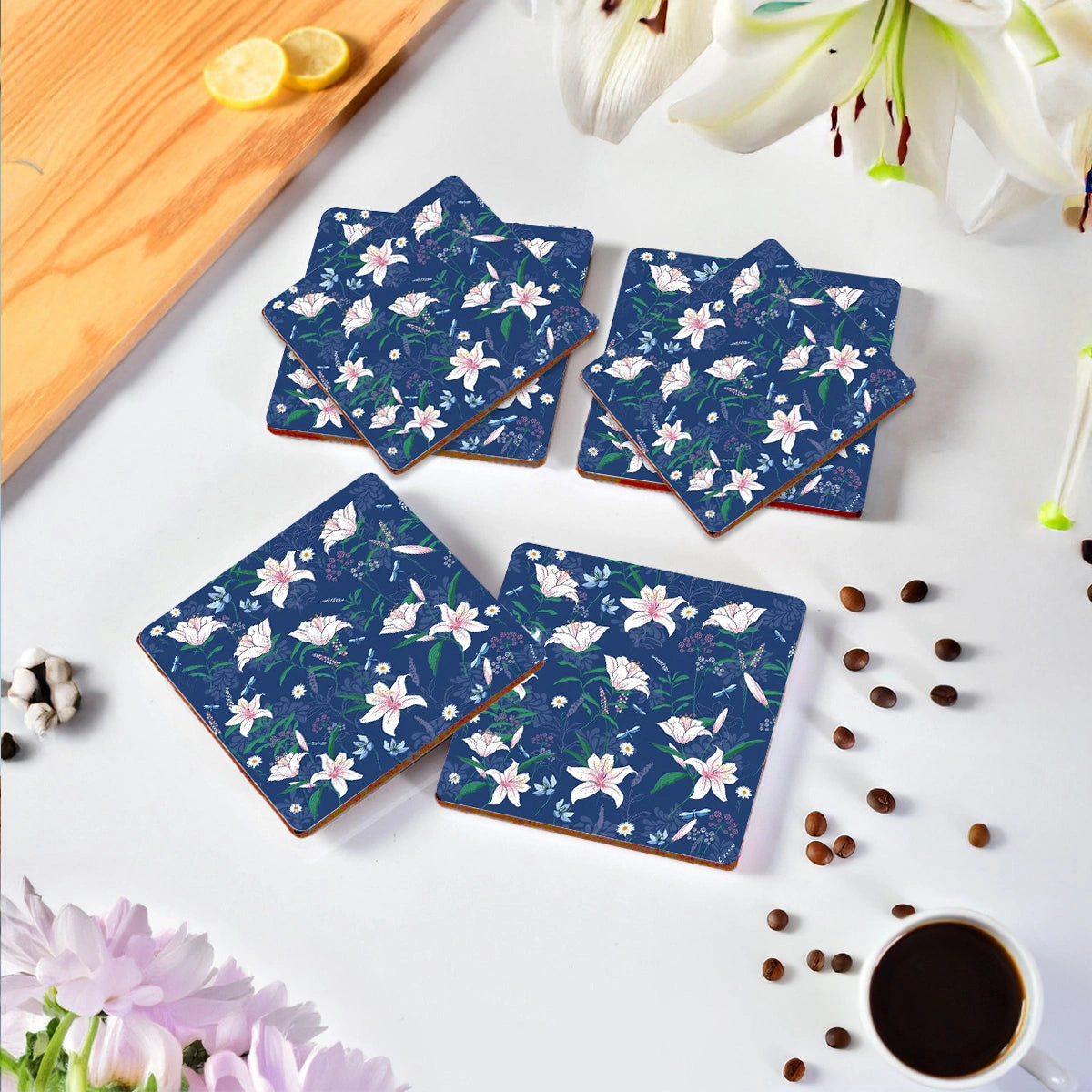 Lily in the Valley Coasters | Set of 6 with Stand