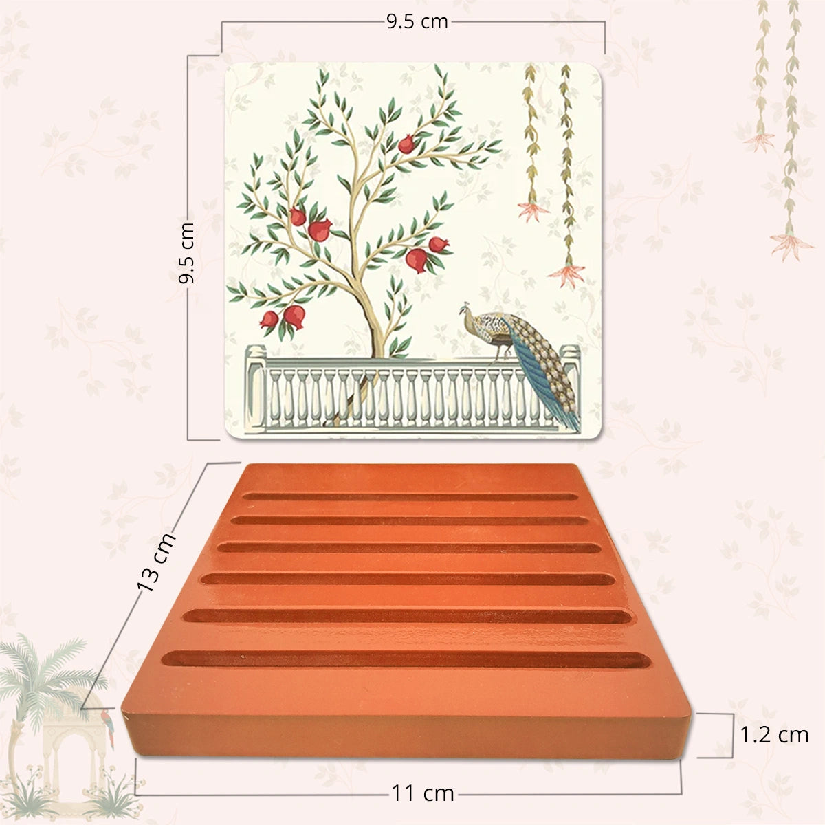 Mughal Gardens Coasters | Set of 6 with Stand