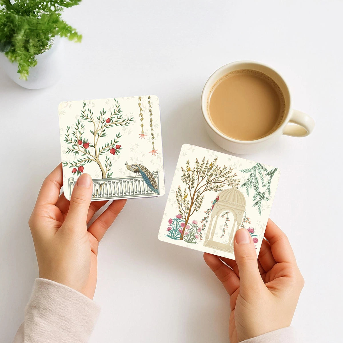 Mughal Gardens Coasters | Set of 6 with Stand