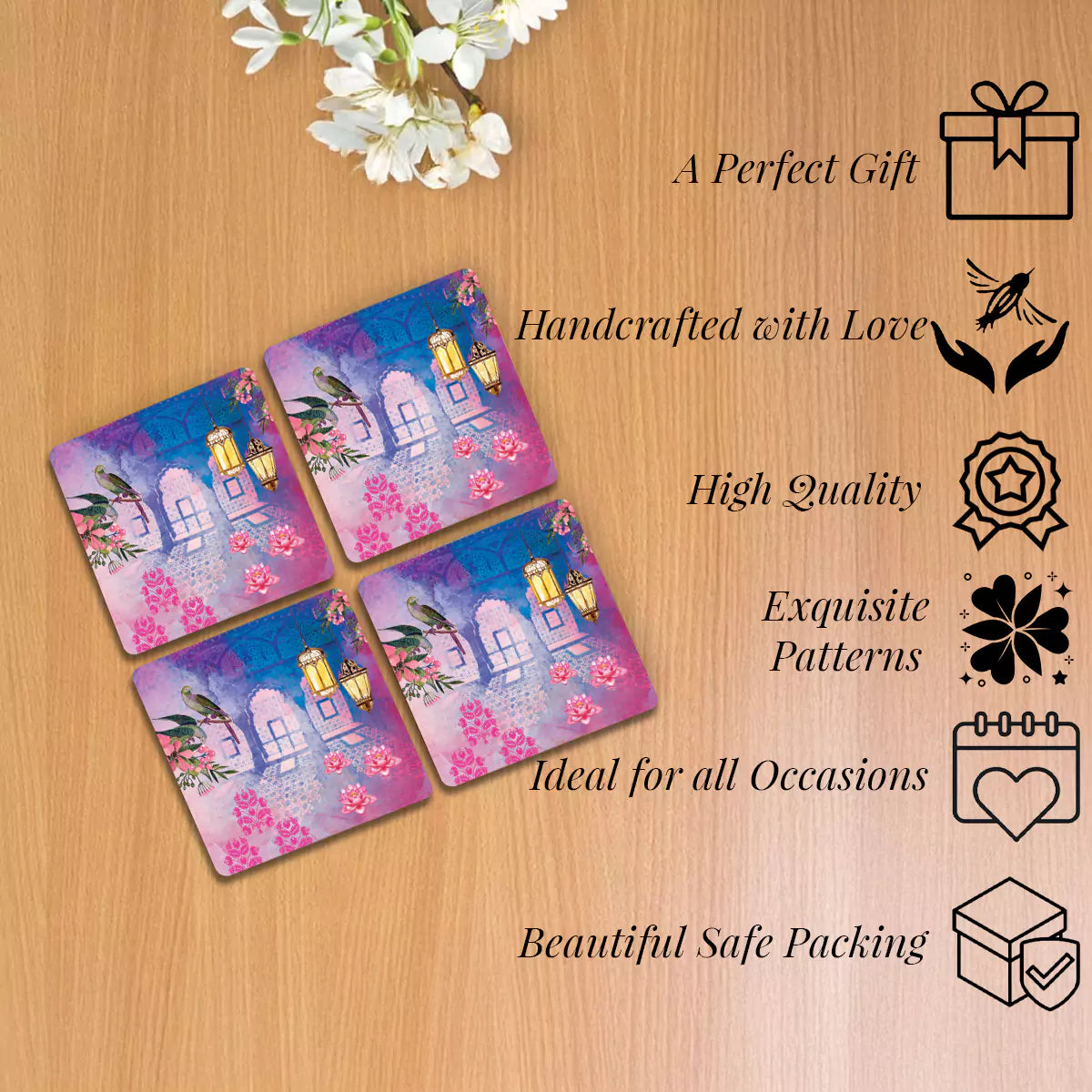 Surreal Splendor Coasters Set of 4 with Stand