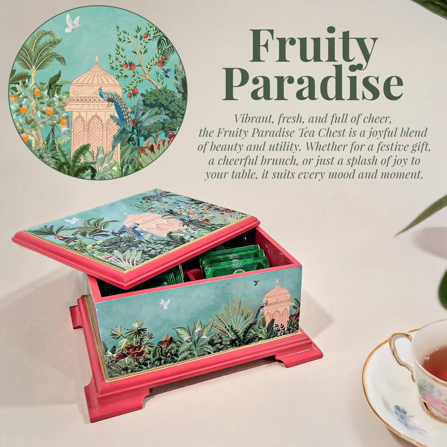 Fruity Paradise Tea Chest with 4 Partitions