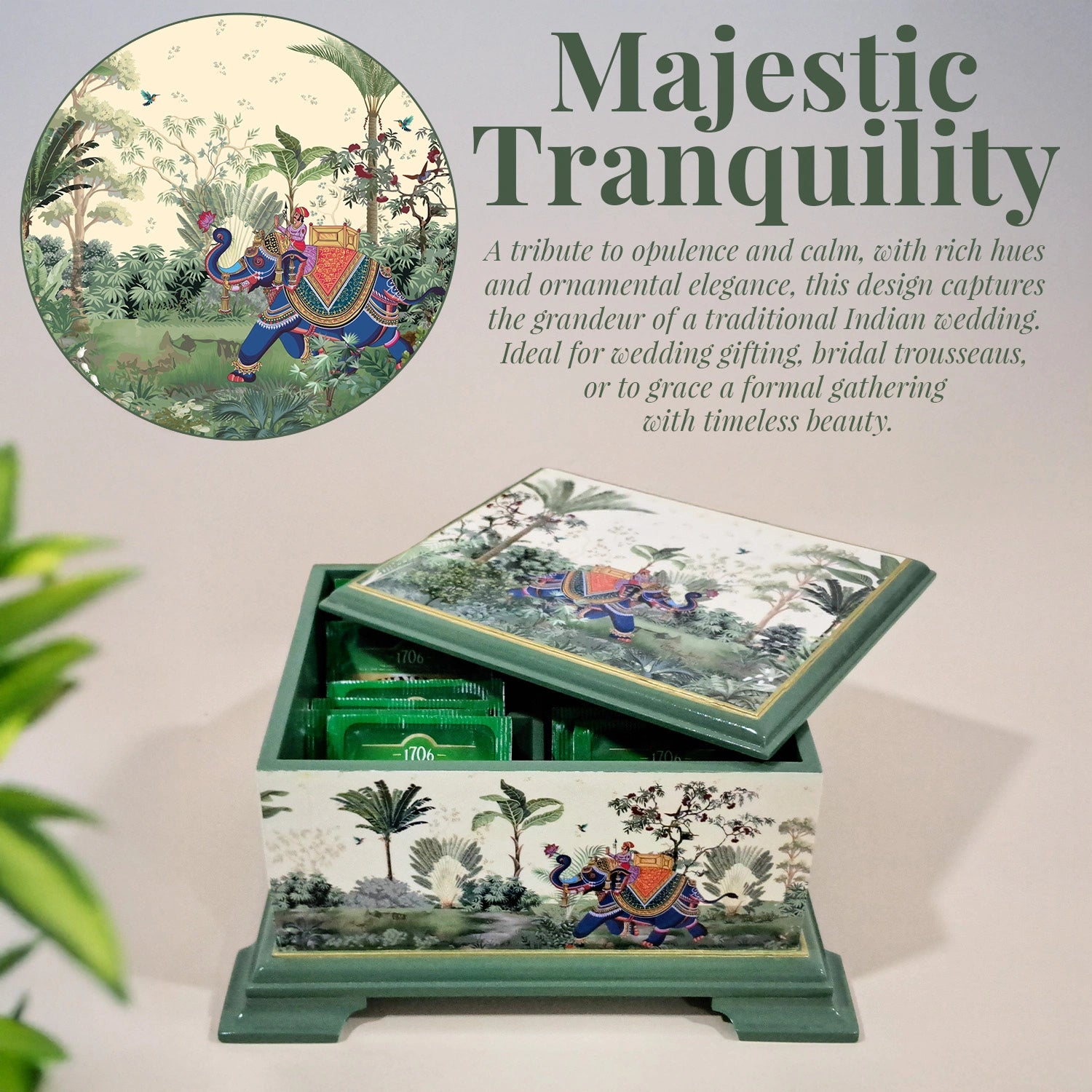 Majestic Tranquility Tea Chest with 4 Partitions