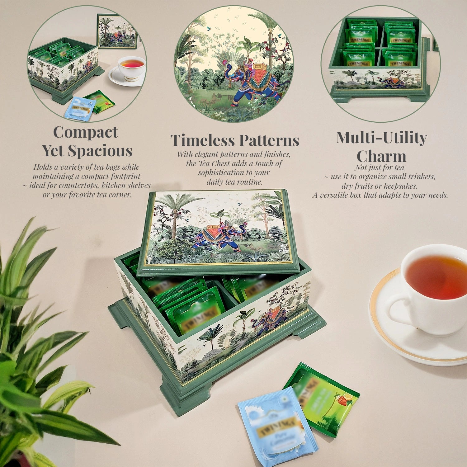 Majestic Tranquility Tea Chest with 4 Partitions