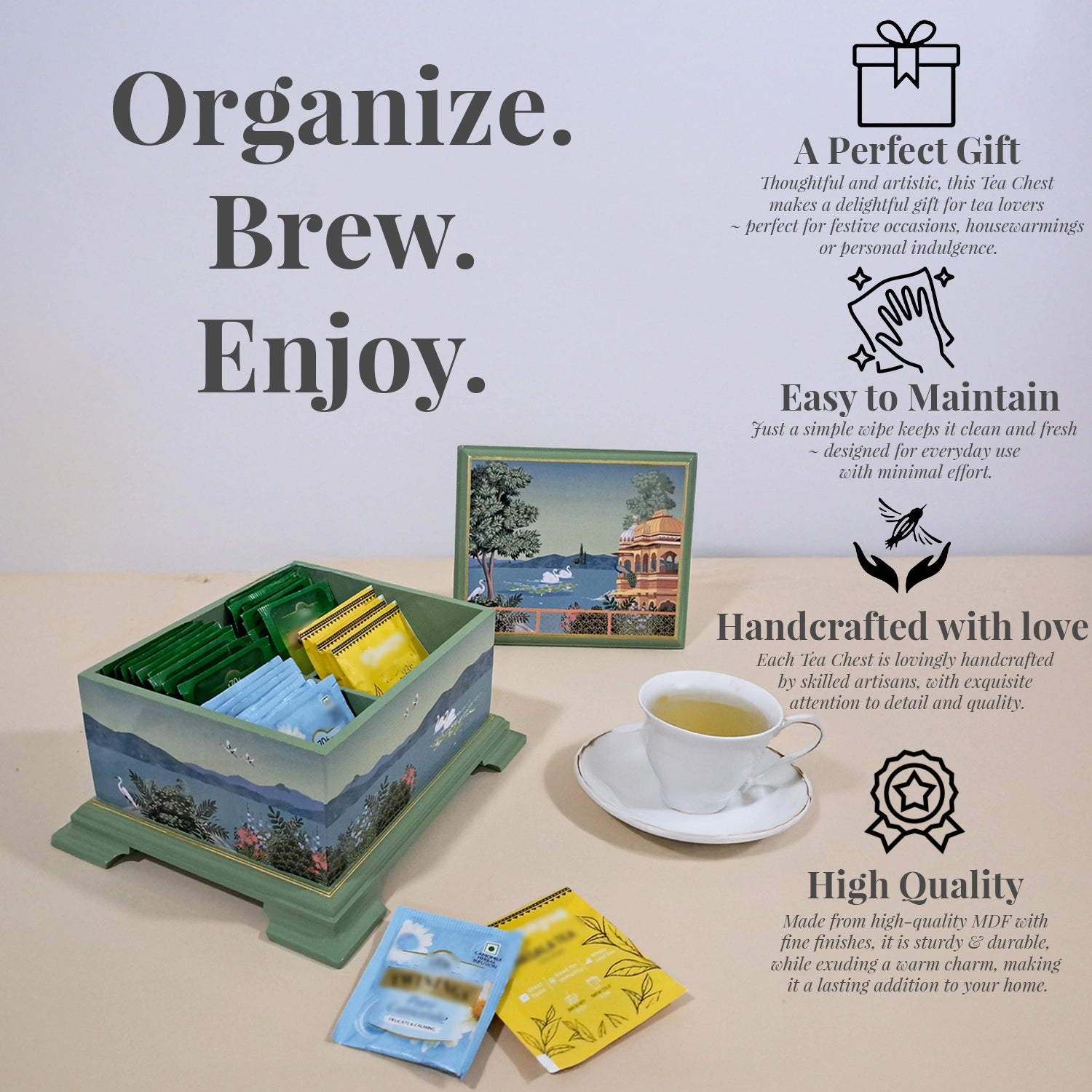 Swan Serenade Tea Chest with 4 Partitions