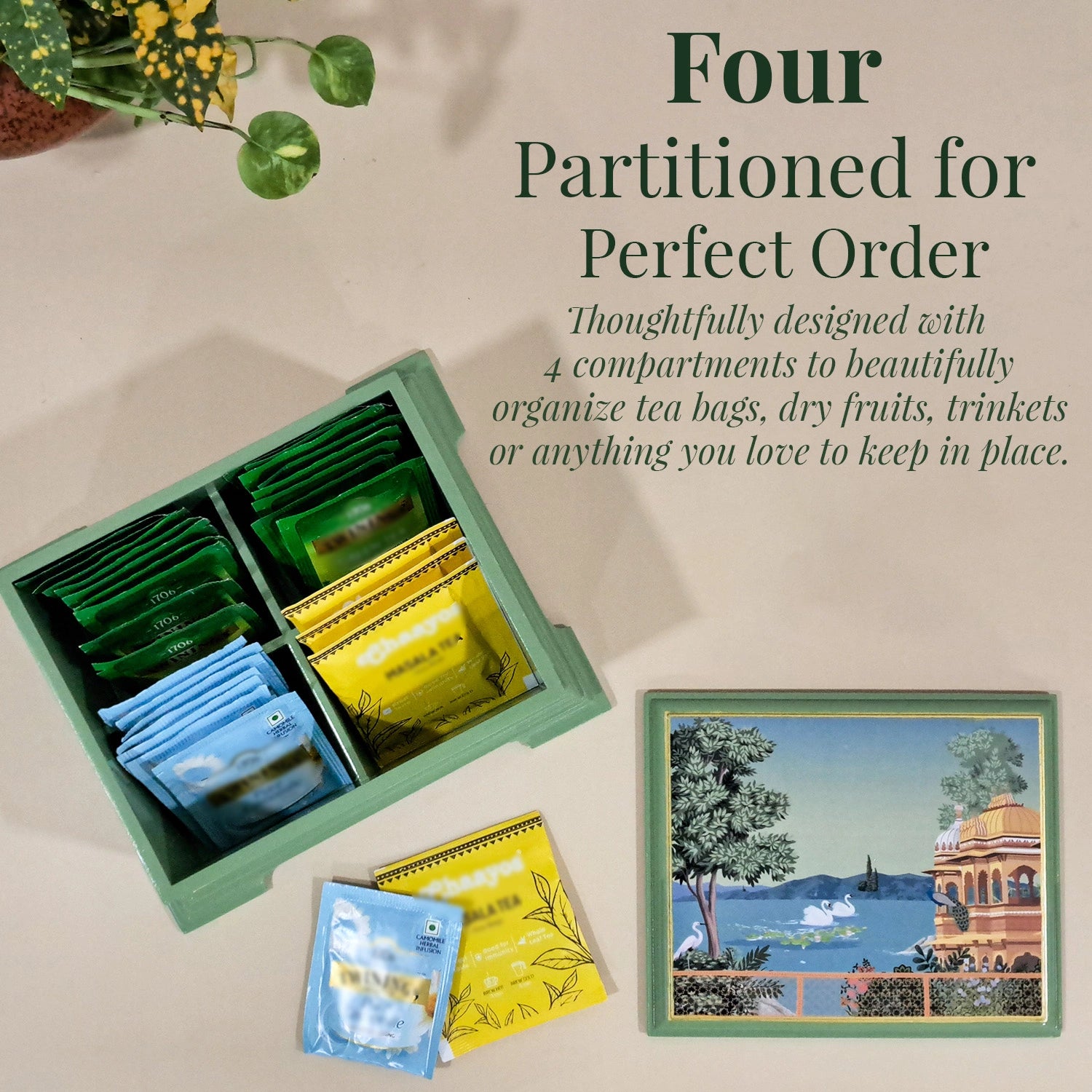 Swan Serenade Tea Chest with 4 Partitions