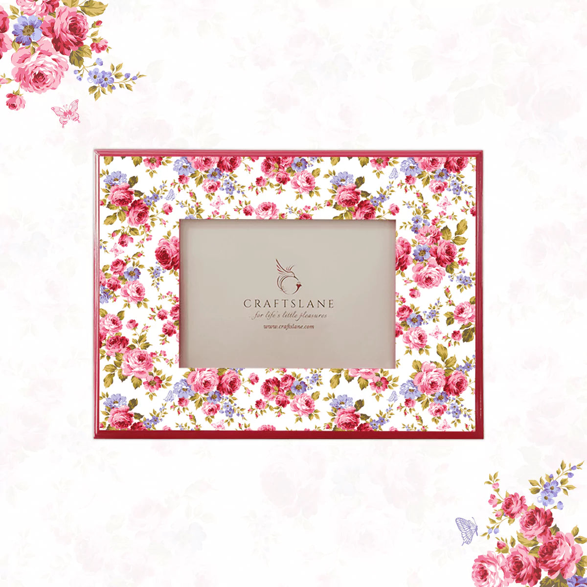 Pink Roses & Purple Forget me Nots Photo Frames 11" x 9"