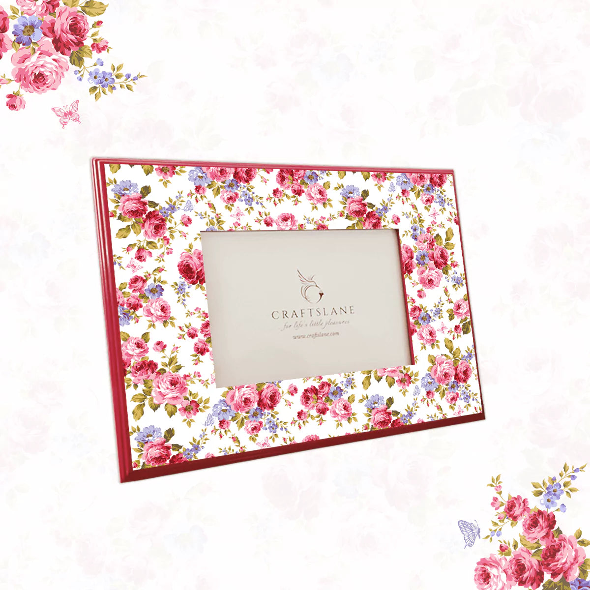 Pink Roses & Purple Forget me Nots Photo Frames 11" x 9"