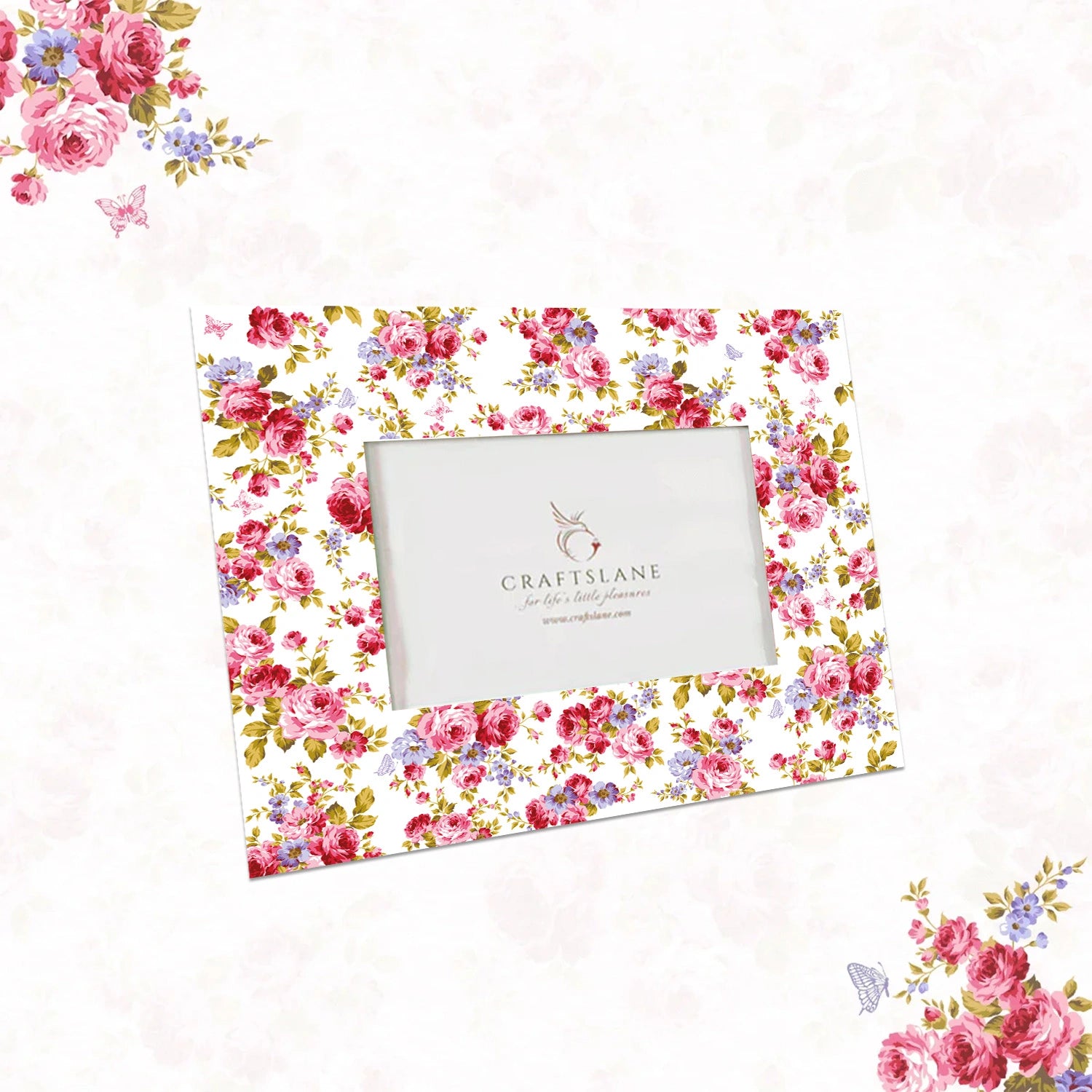 Pink Roses & Purple Forget me Nots Photo Frames 11" x 9"
