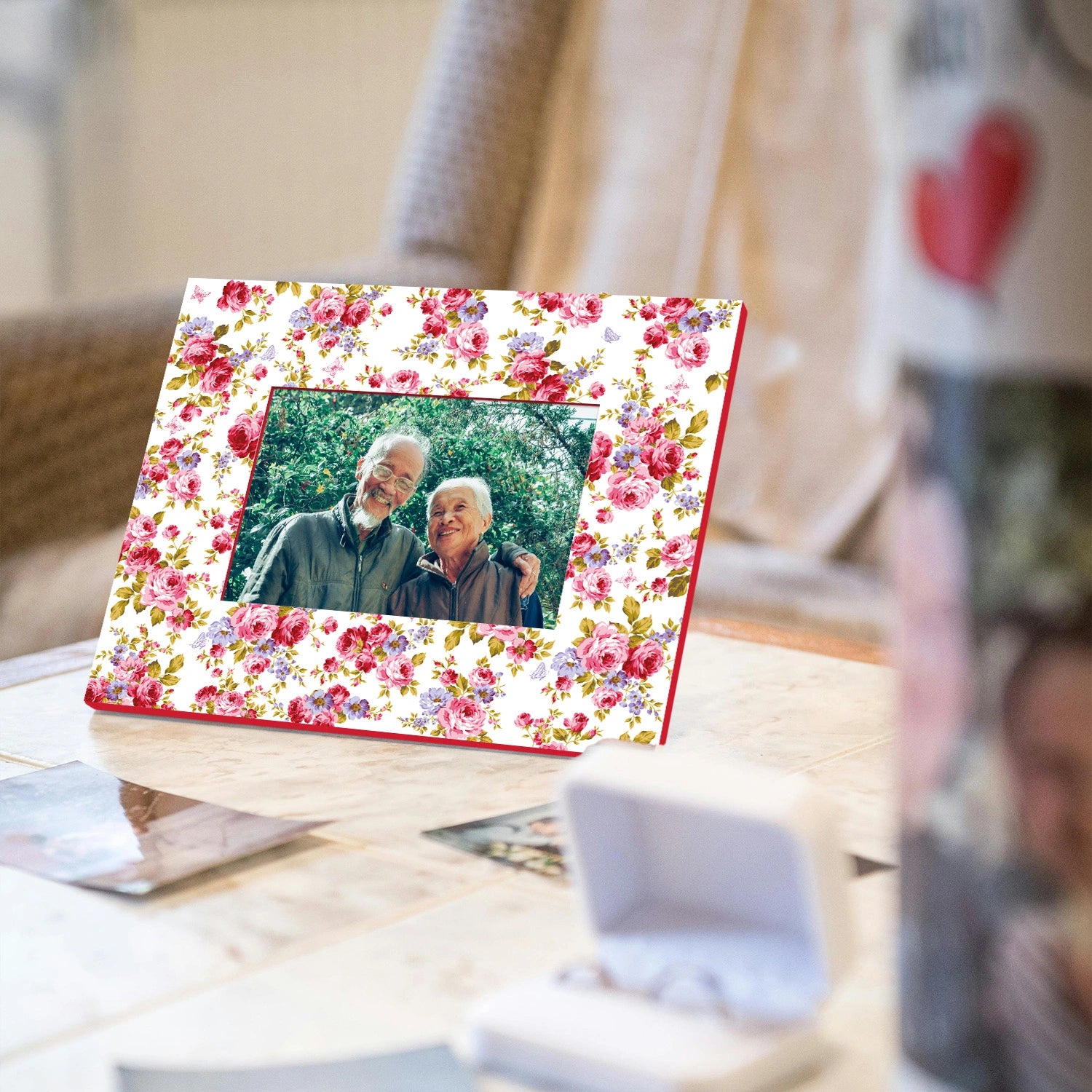 Pink Roses & Purple Forget me Nots Photo Frames 11" x 9"