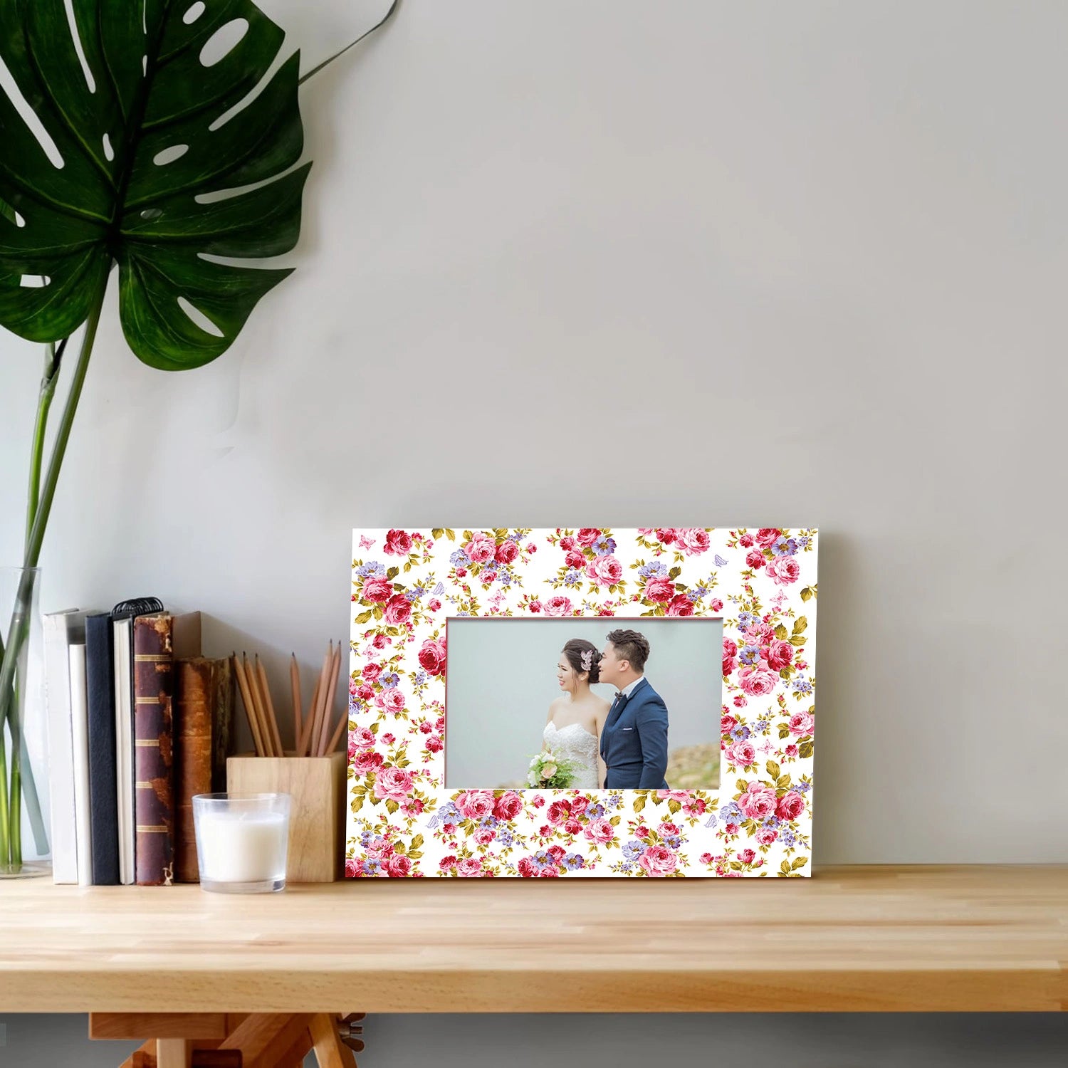 Pink Roses & Purple Forget me Nots Photo Frames 11" x 9"