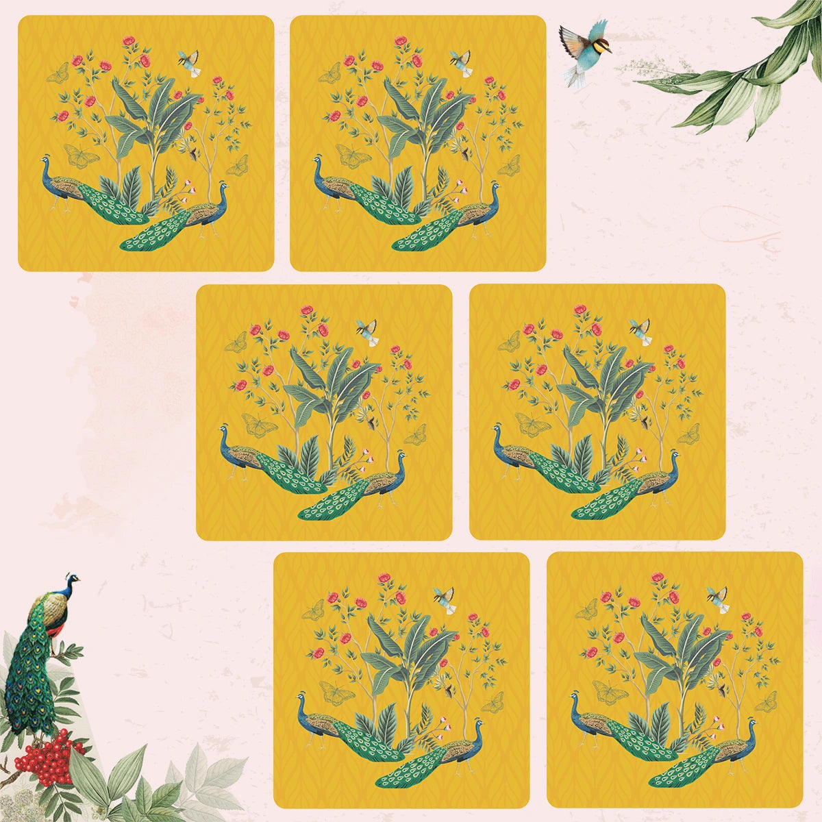 Dancing in the Garden Coasters | Set of 6 with Stand