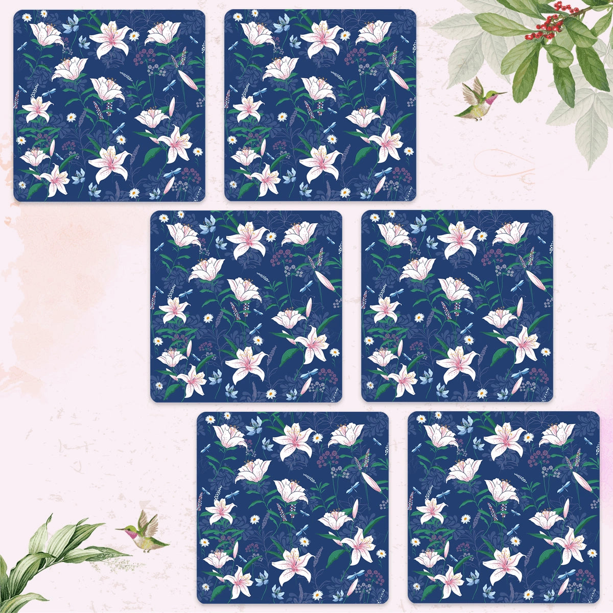 Lily in the Valley Coasters | Set of 6 with Stand